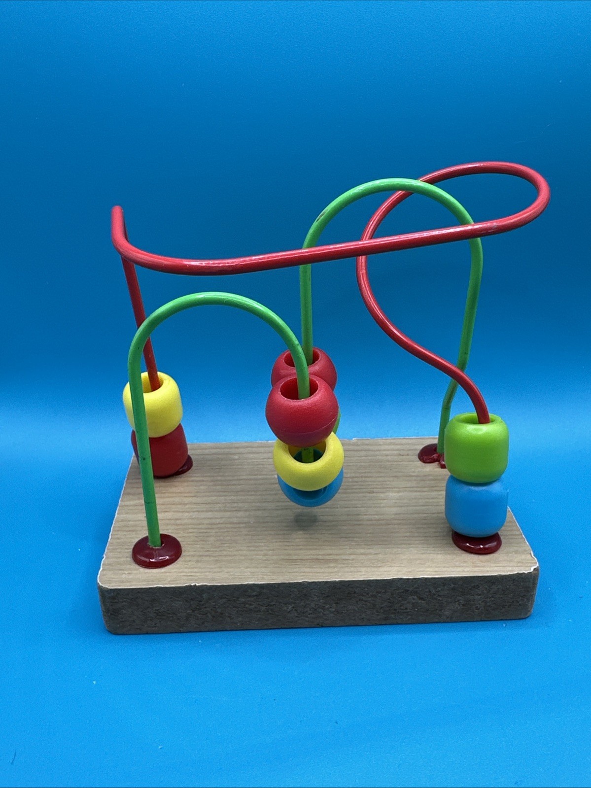 Wooden Bead Maze Small 4.5 x 2.5 x 4.5” Fine Motor Sensory Activity Toy Colorful