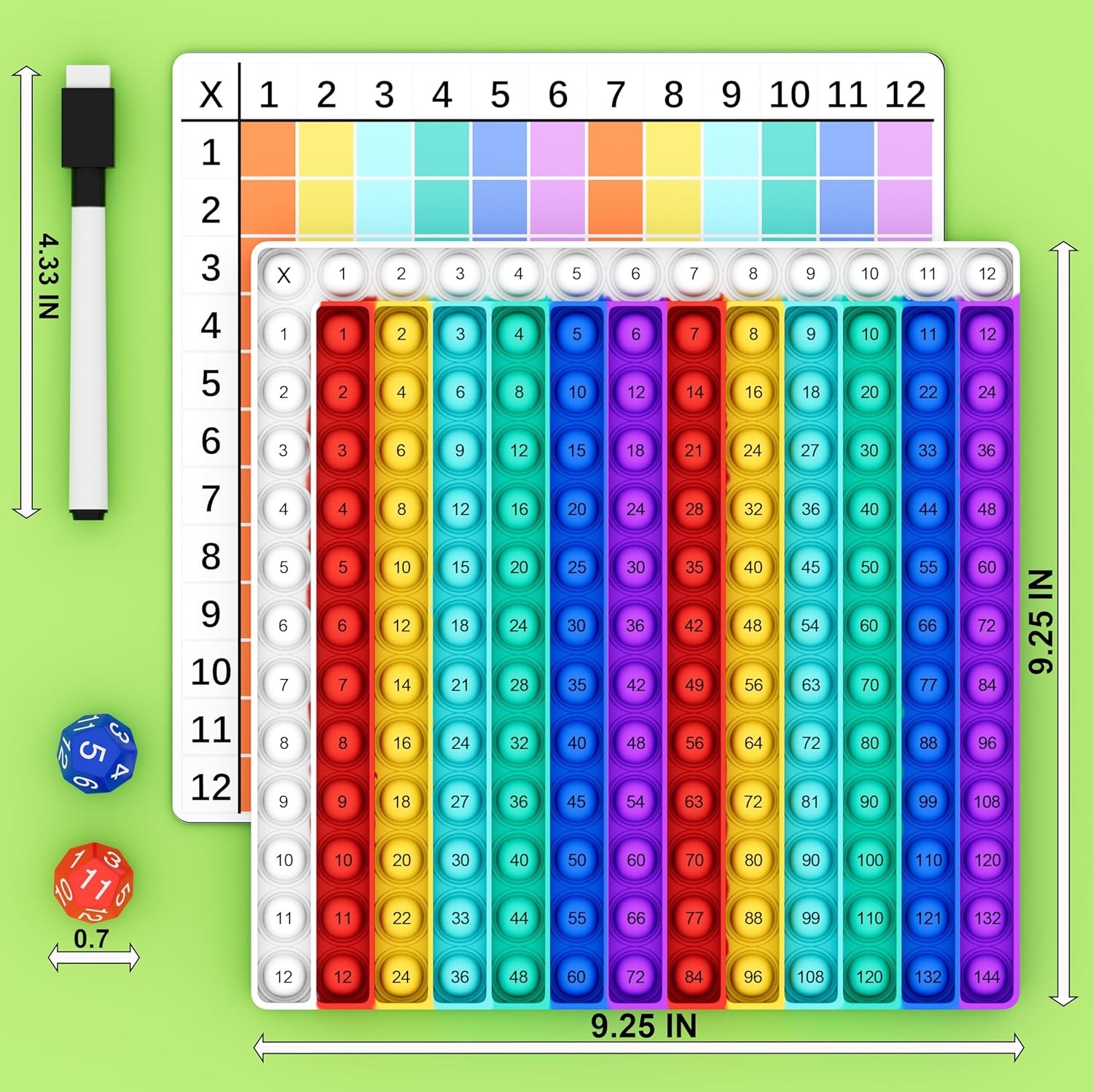 COOVA Multiplication Chart Pop It – Multiplication Game Board, 12×12 Times Table