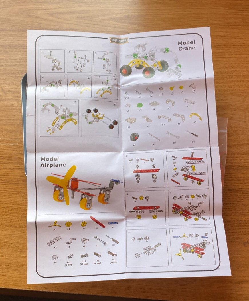 GifTins Mini Vehicles Builder Set – Mini Vehicles Airplane Crane Motorcycle 3X5″