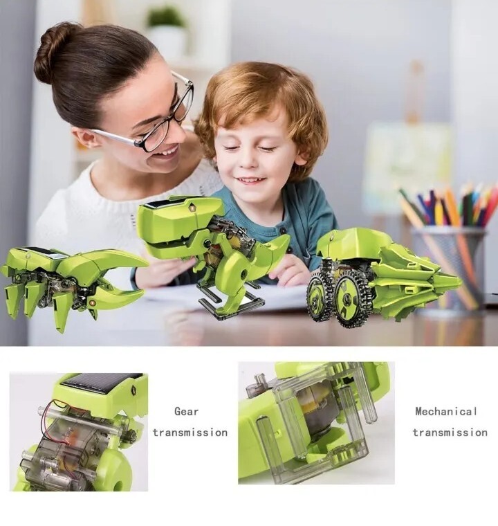 T4 Transforming Solar Powered Multi-Robot, Dinosaur, Drilling Machine, Insect