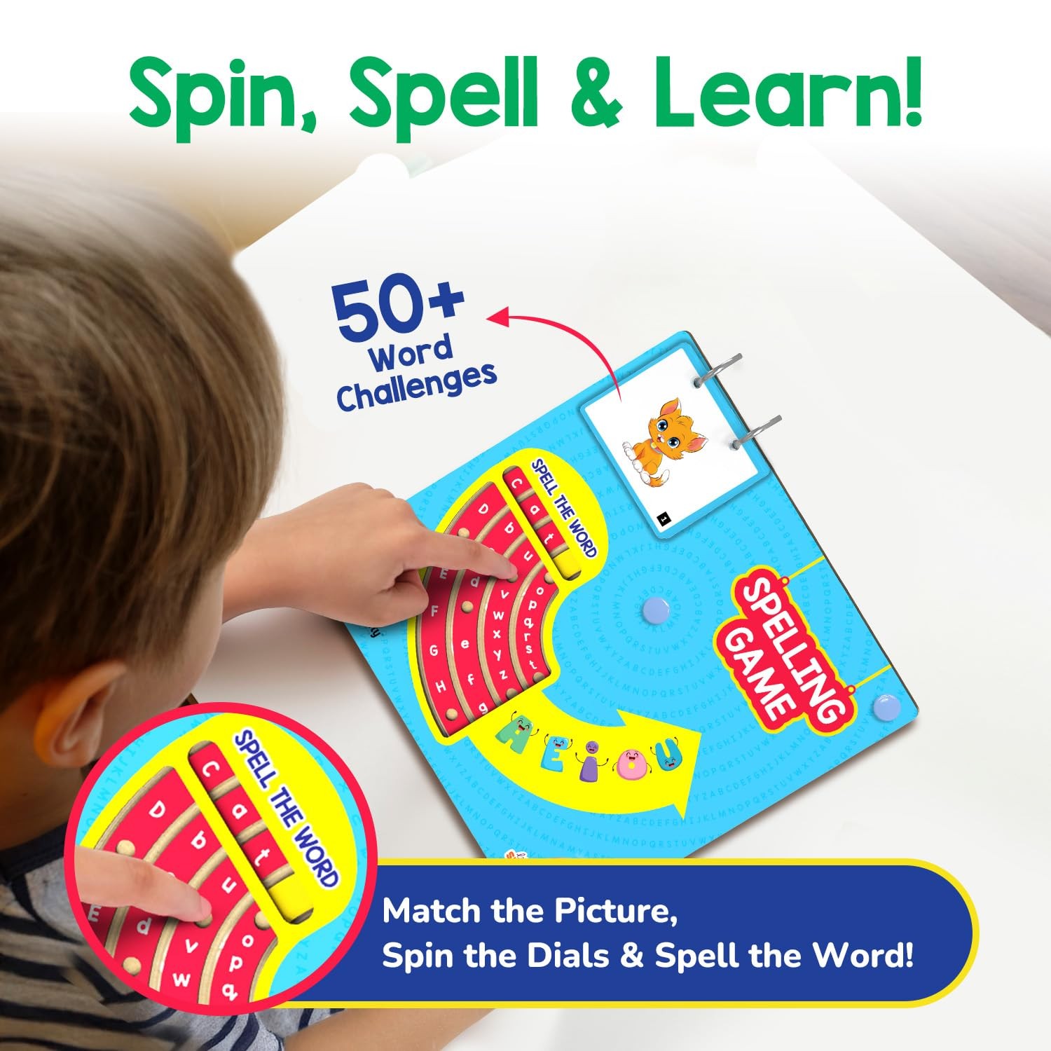 Spelling Game for Kids Ages 4, 5, 6, 7, 8 Years Old | Wooden Phonics & CVC Wo…
