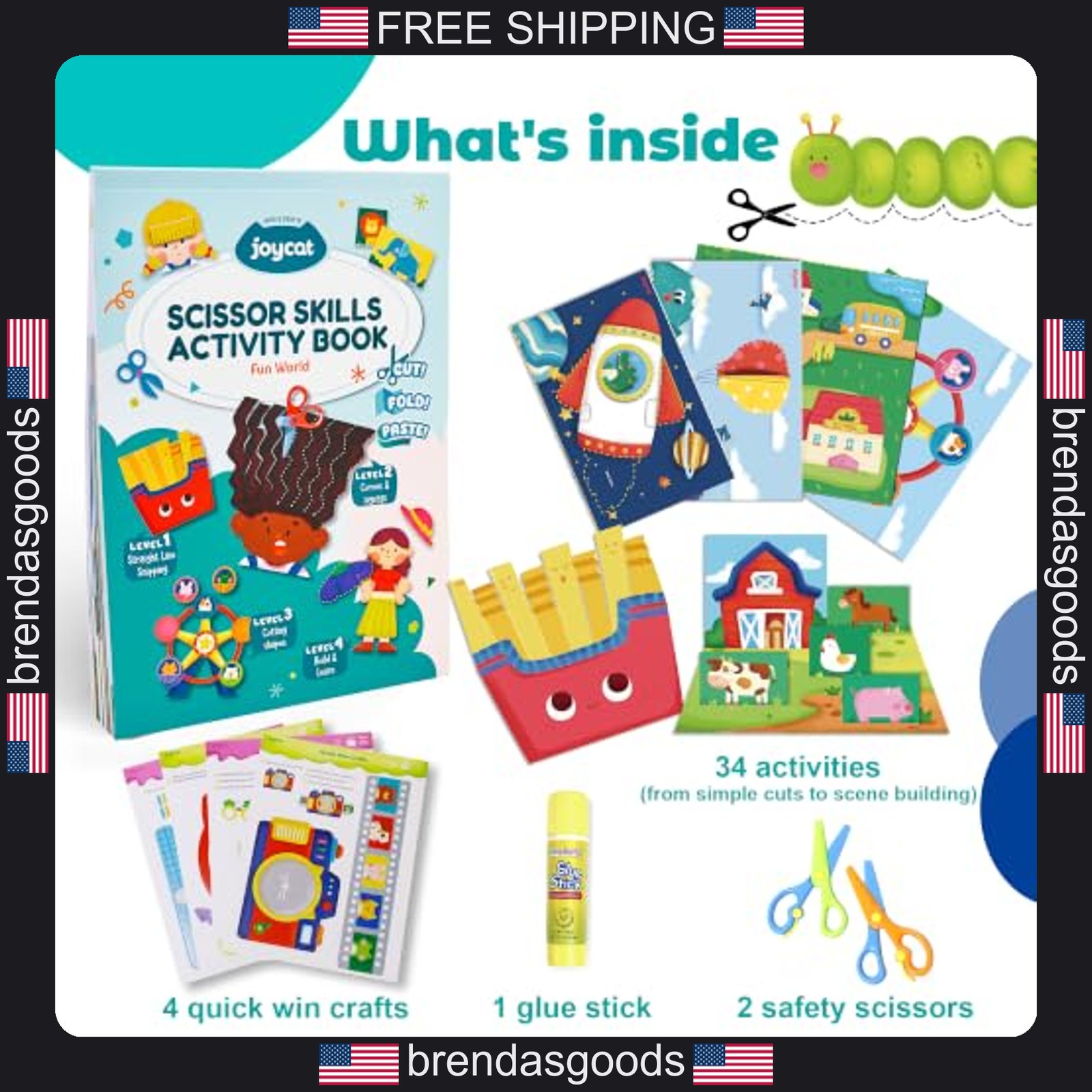 Kids Scissor Skills Activity Kit with 2 Safety Scissors and 27 Crafts