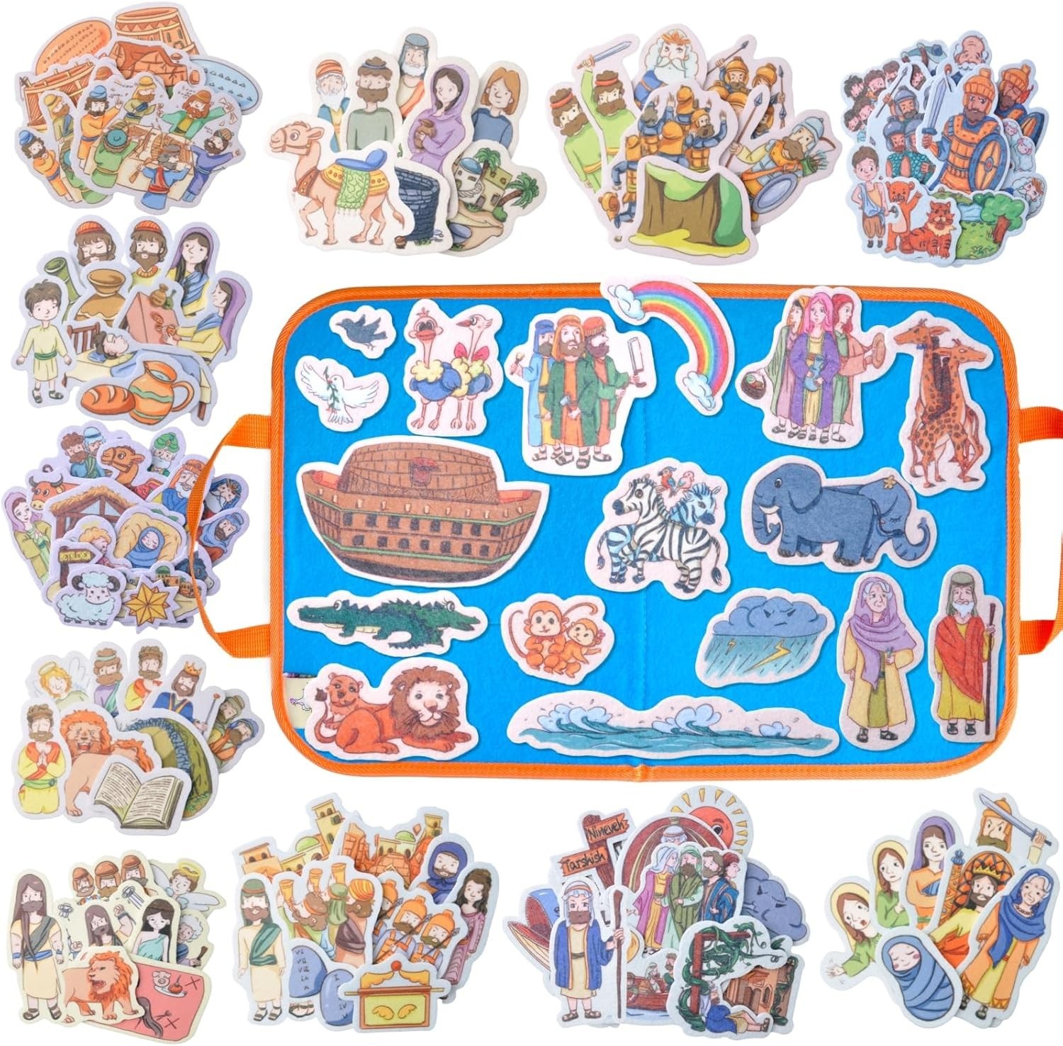 CHEFAN 12 Pack Felt Board Bible Animal Stories Set Flannel PreSchool Activities