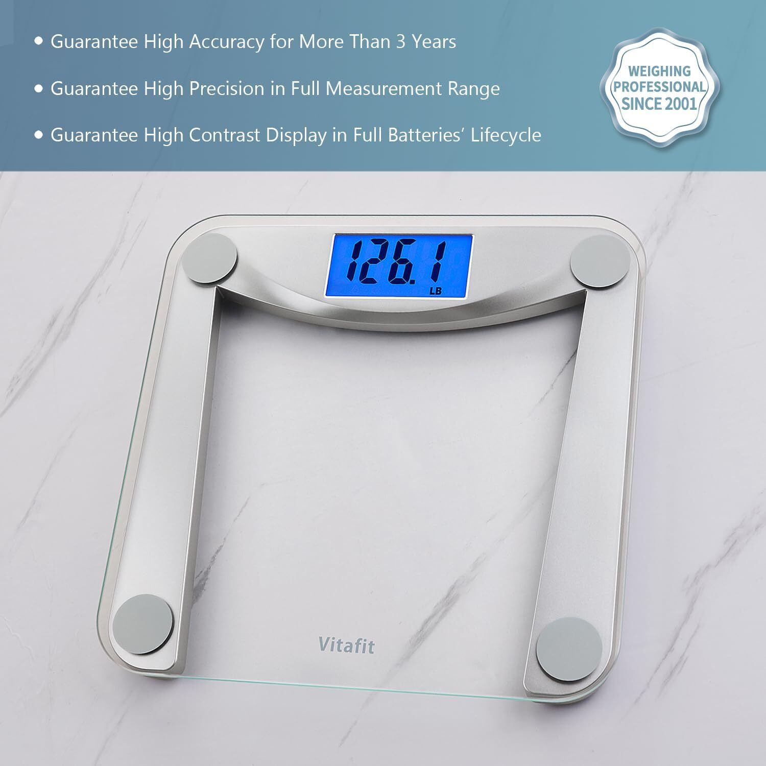Digital Bathroom Weight Scale for Body Weight, High Accuracy Assured by Weigh.