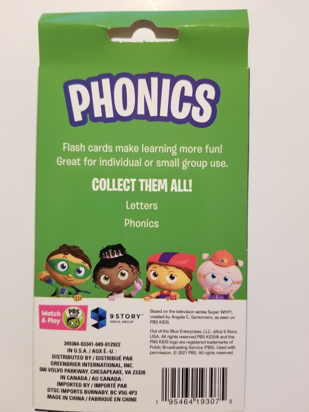 PBS Kids Super Why Phonics Education Flash Cards Set of 36 Long & Short Sounds