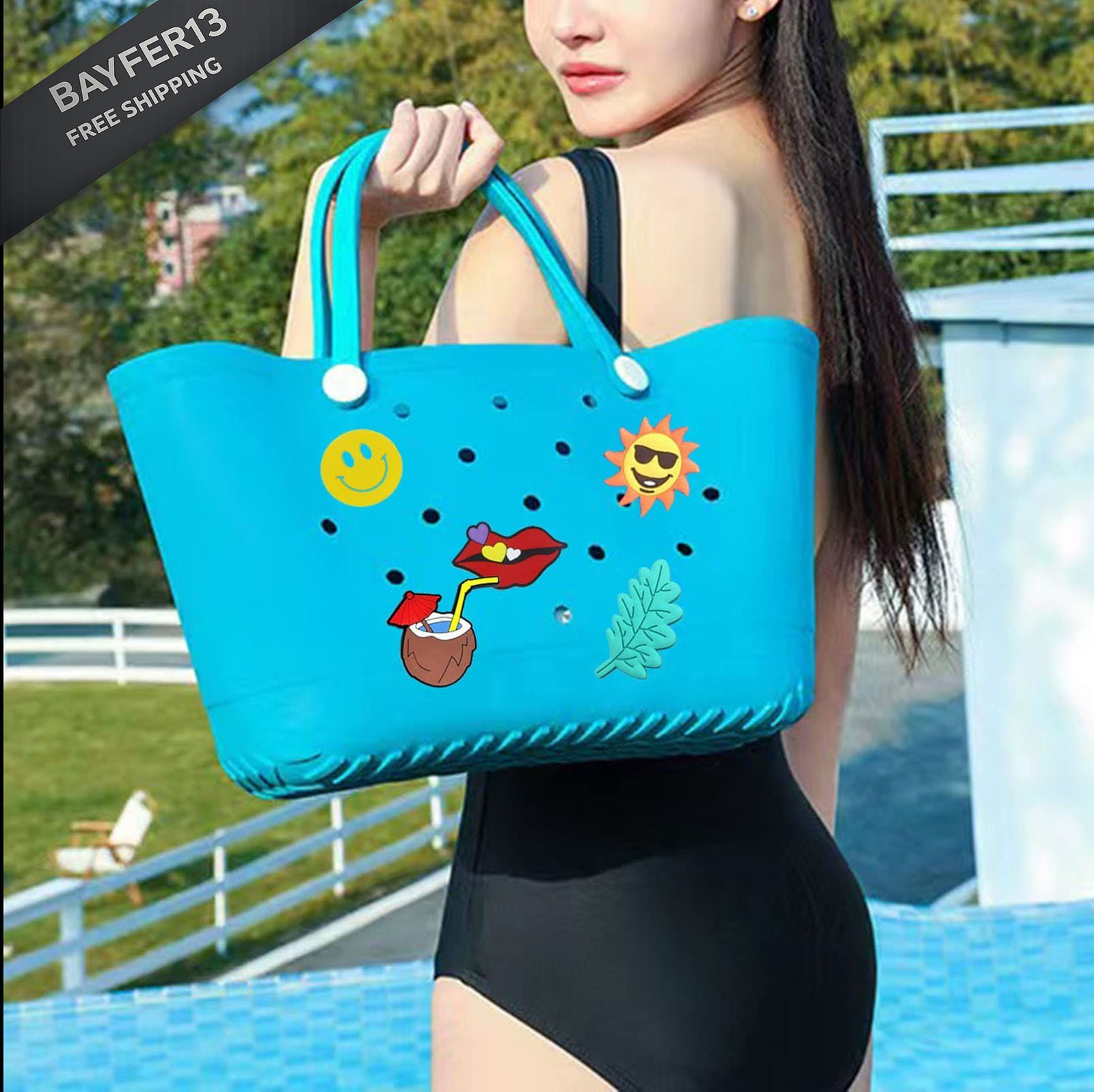 Lckaey Oversized rubber beach bag Accessories PVC Small decoration, Figure 18