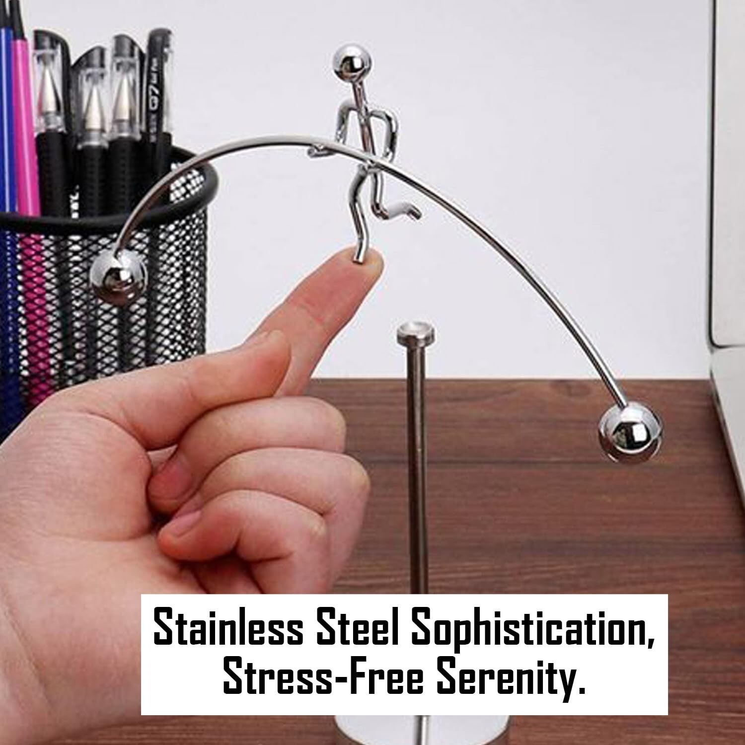 Stainless Steel Balancing Toy Engular Momentum Silver Pole Balancing Man