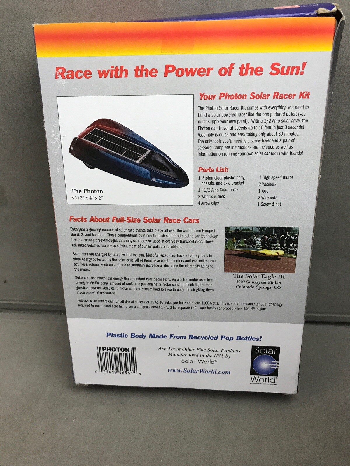 Elenco AK-590 Photon Solar Kits Racer Kit-tiny Damage On Box-for Ages 9+