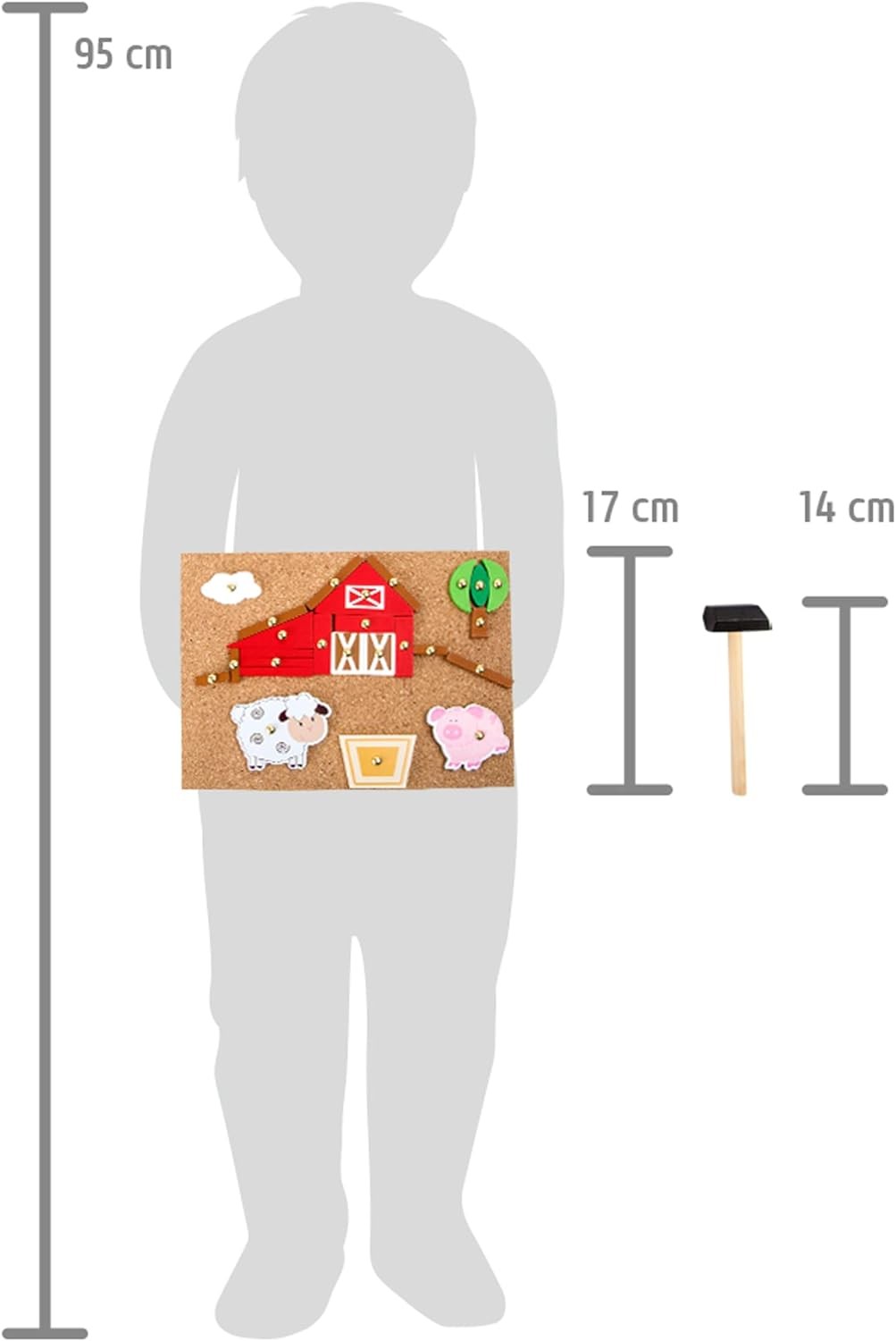 small foot 10228 Hammer game “Farm” made of wood, cork floor with motives of the