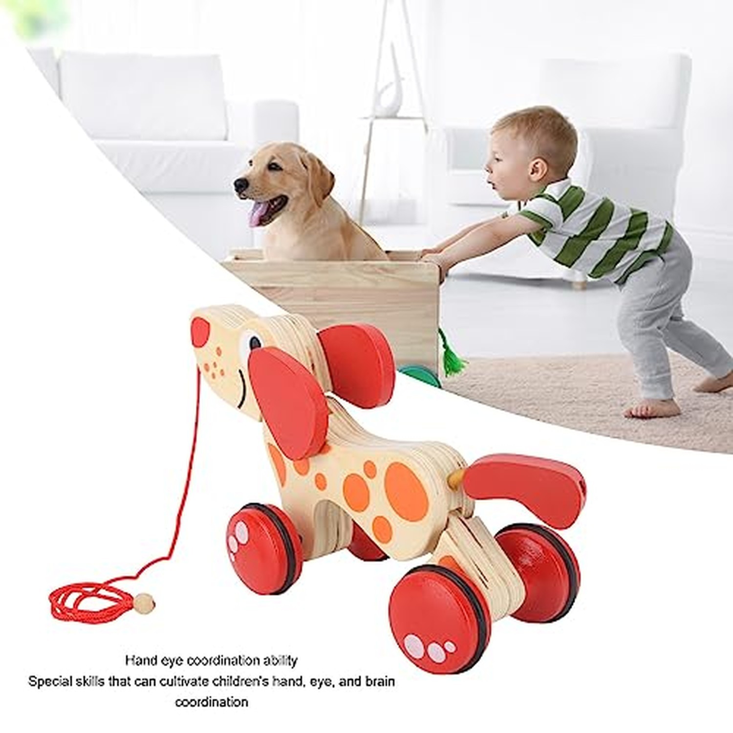 Push Pull Toy Puppy Walk Along Pull Wooden Hound Dog Walk A Long Puppy Wooden…