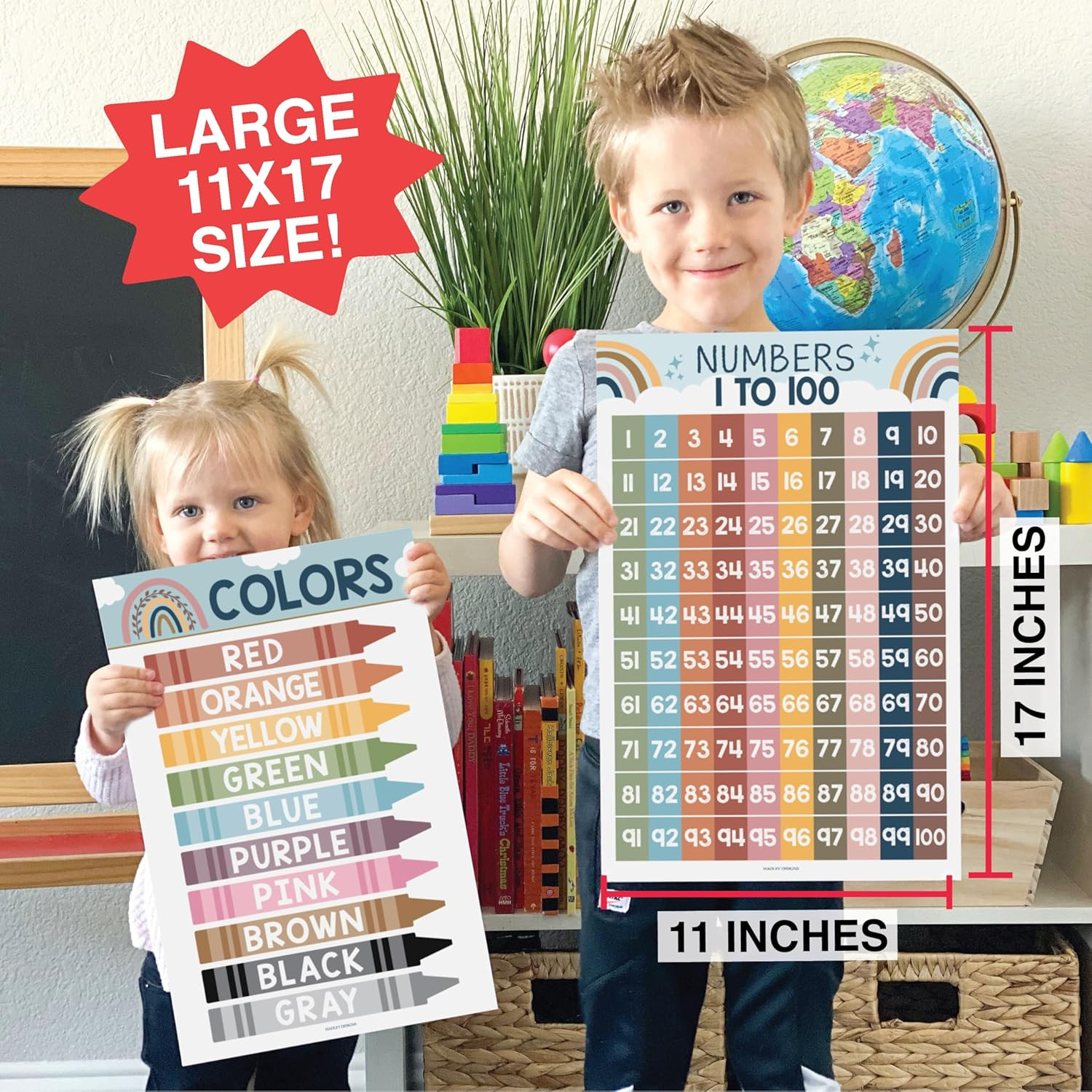 16 Educational Posters for Toddlers 1-3 – Learning Poster for Kids Ages 3-5, Alp