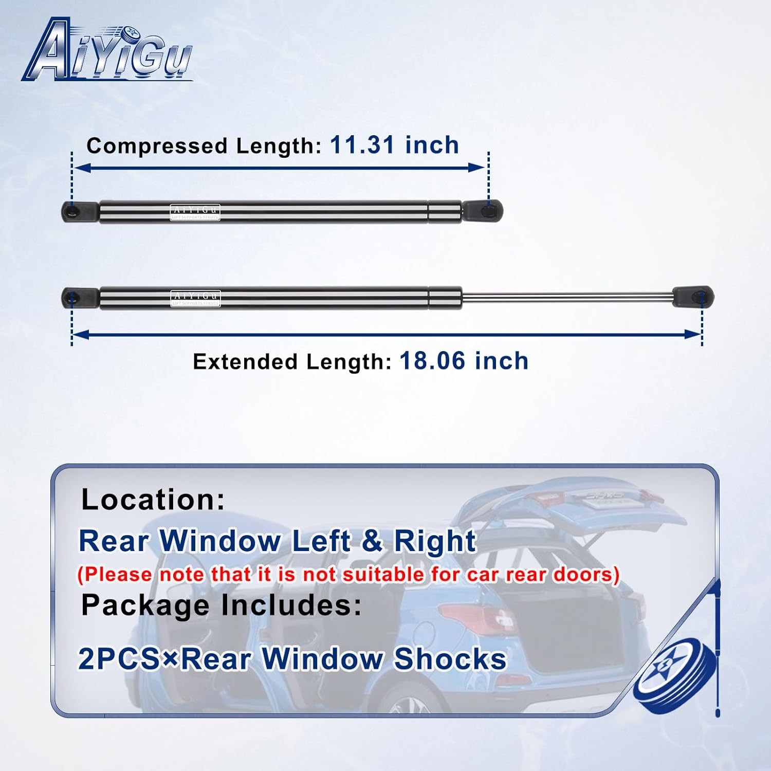 Rear Window Glass （not for Rear Tailgate）Shocks Struts Liftgate Charged Supp
