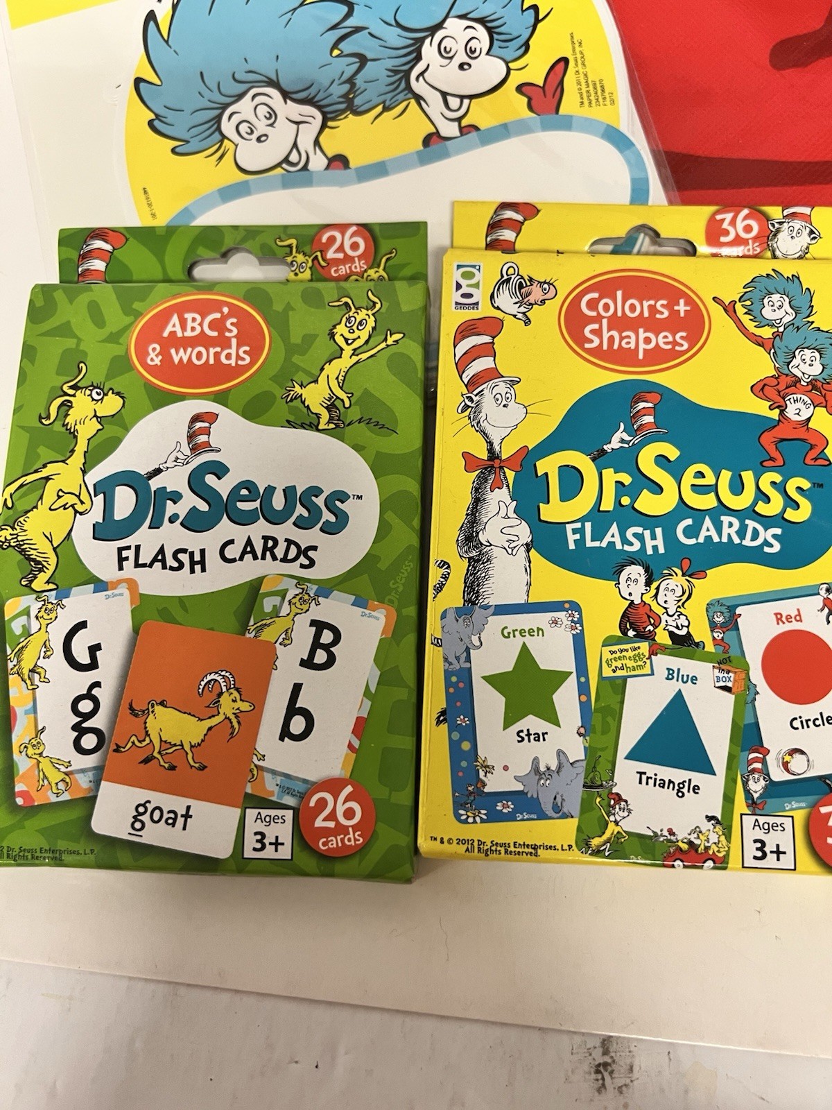 Dr Seuss Learning Bundle 3 Tote Bags Flash Cards ABC Numbers Stickers Classroom