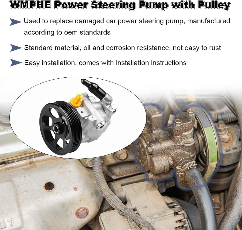 Power Steering Pump with Pulley Compatible with Subaru Impreza H4 2.0L 2.5L –
