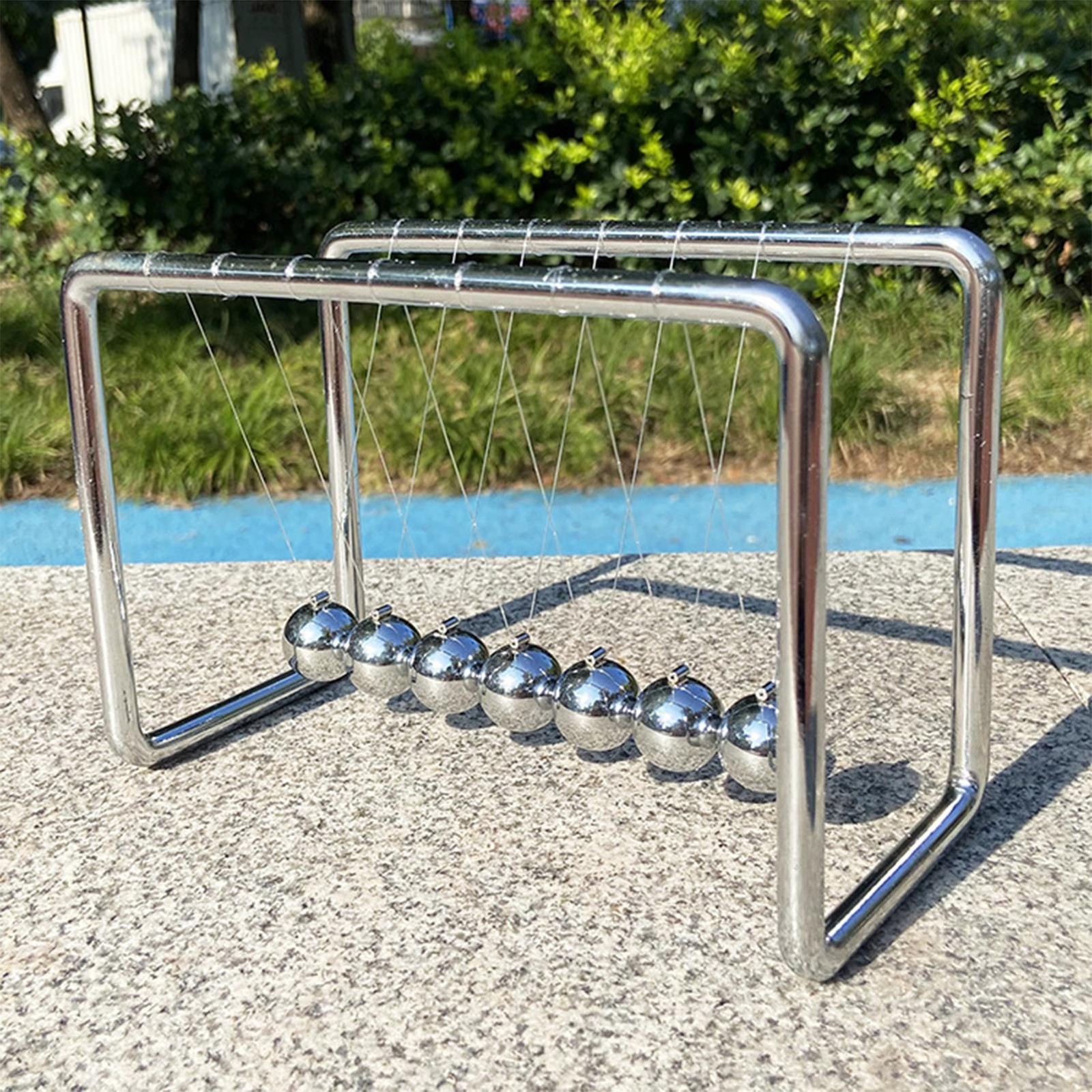 Grey Newtons Cradle Steel Balance Balls Physics Science Pendulum Desk Accessory