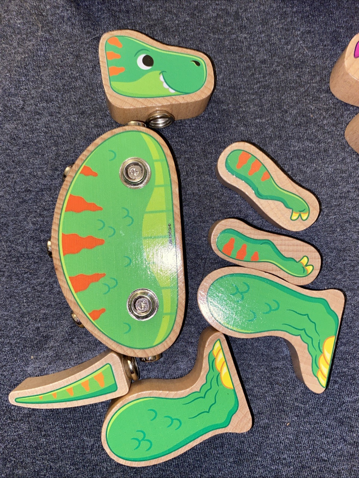 Snap Dinosaur Wooden Toy Set- Mix & Match 37 Pieces — NOT COMPLETE