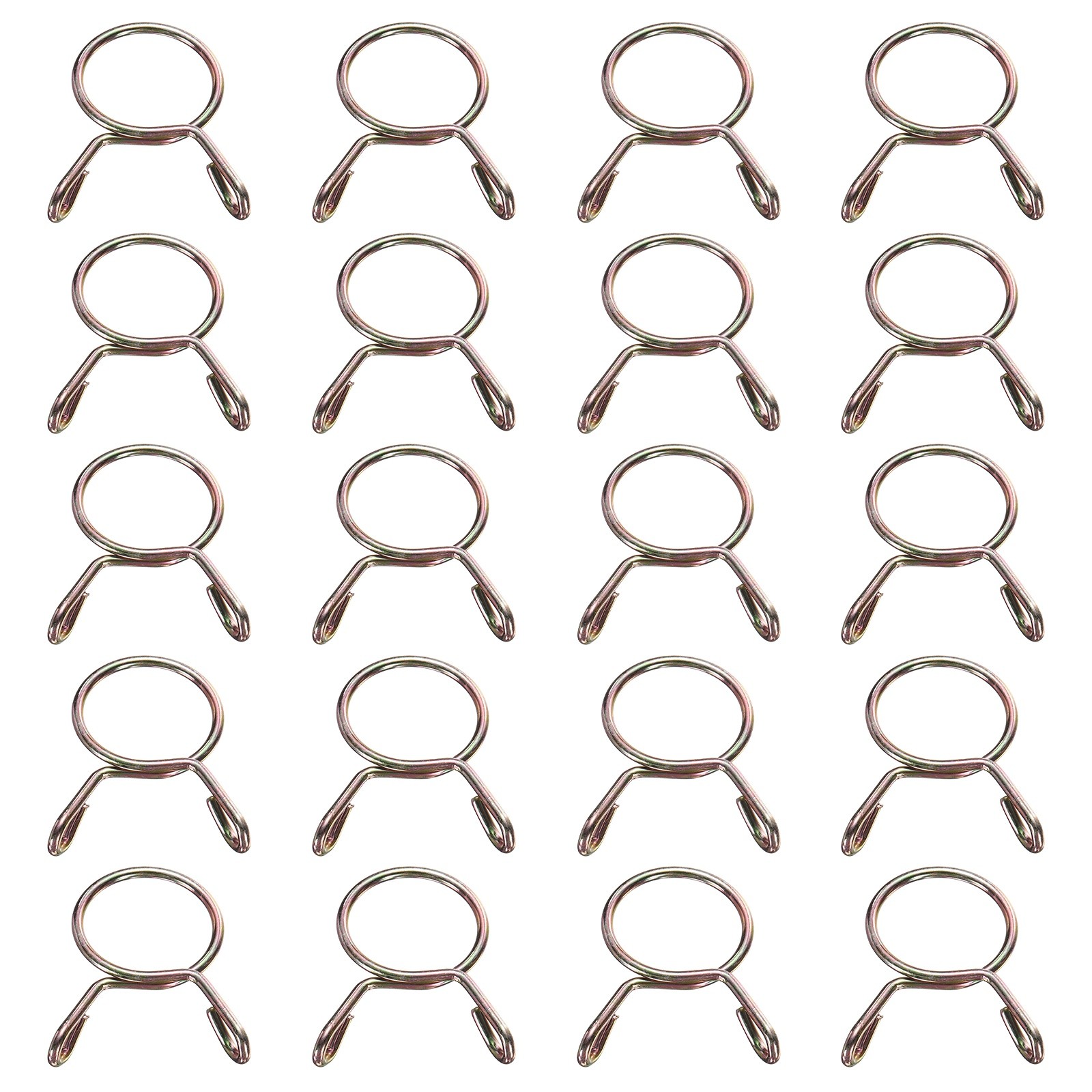 20Pcs 16mm ID 18.7mm OD Fuel Line Hose Clips 65Mn Spring Clips Clamps Gold