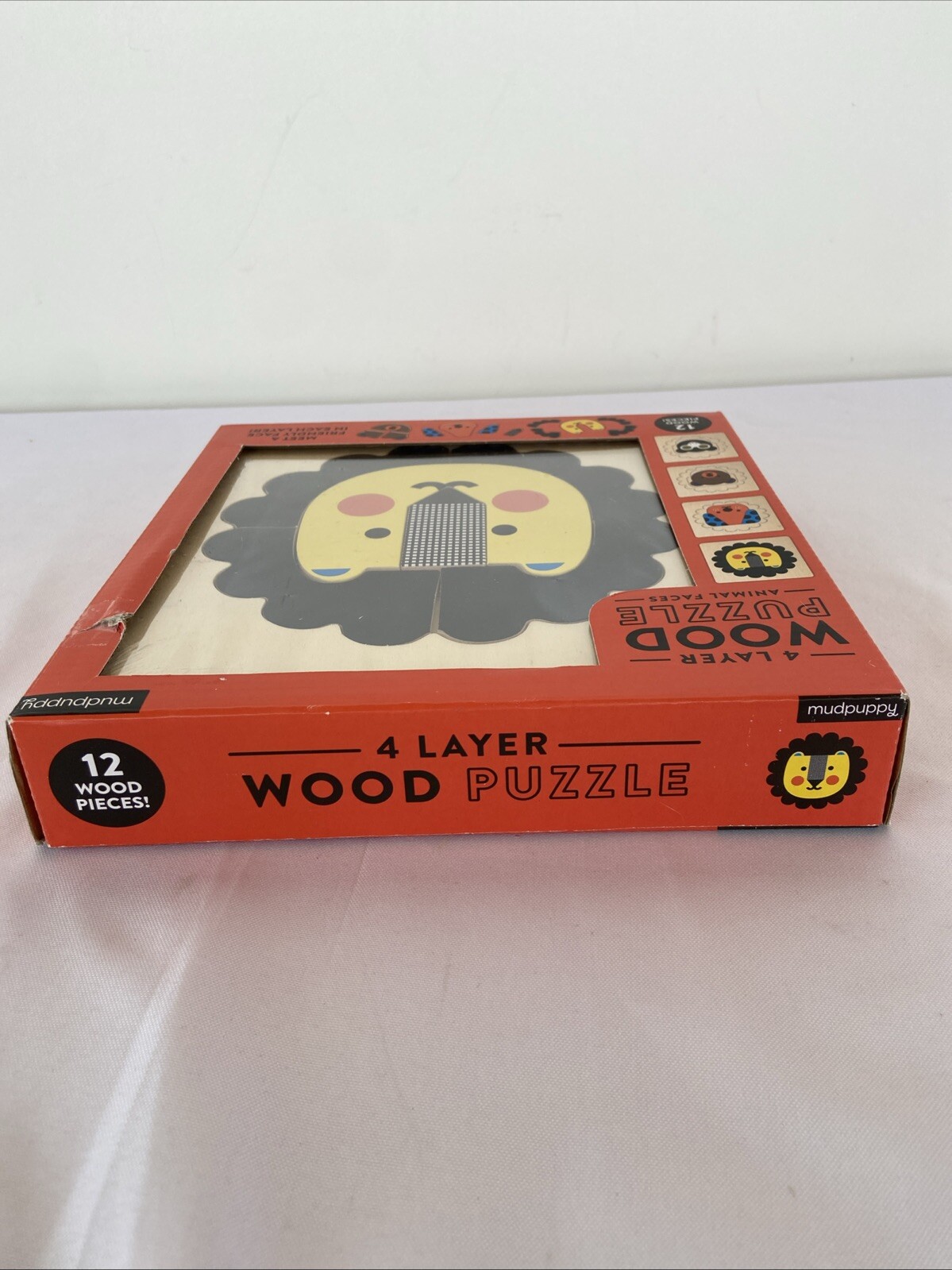 Mudpuppy 4 Layer Wood Puzzle Animal Faces Educational 12 Wooden Pieces Ages 2+