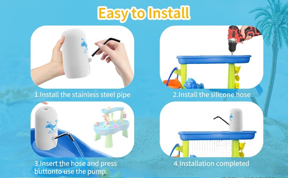 Cordless Water Table Pump for Kids,Water Step 2, Toddler White