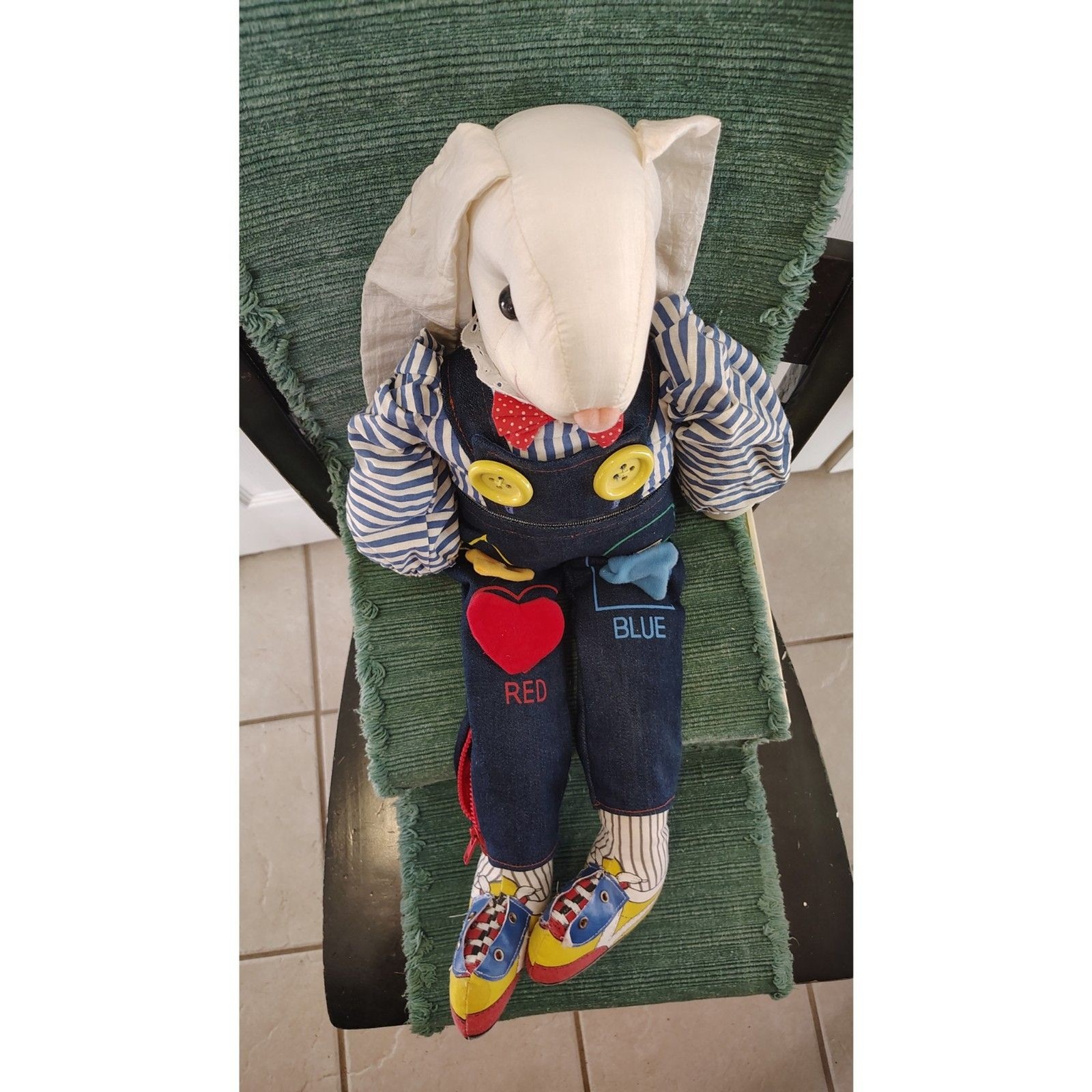 Vtg Handmade Toddler Educational Rabbit Plush Doll