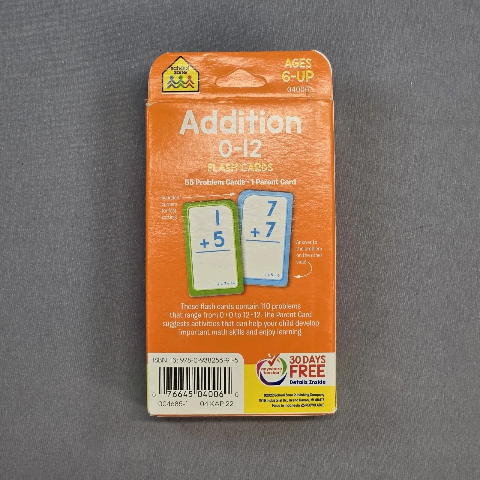 School Zone Division, Multiplication, Addition, Subtraction 0-12 Flash Cards