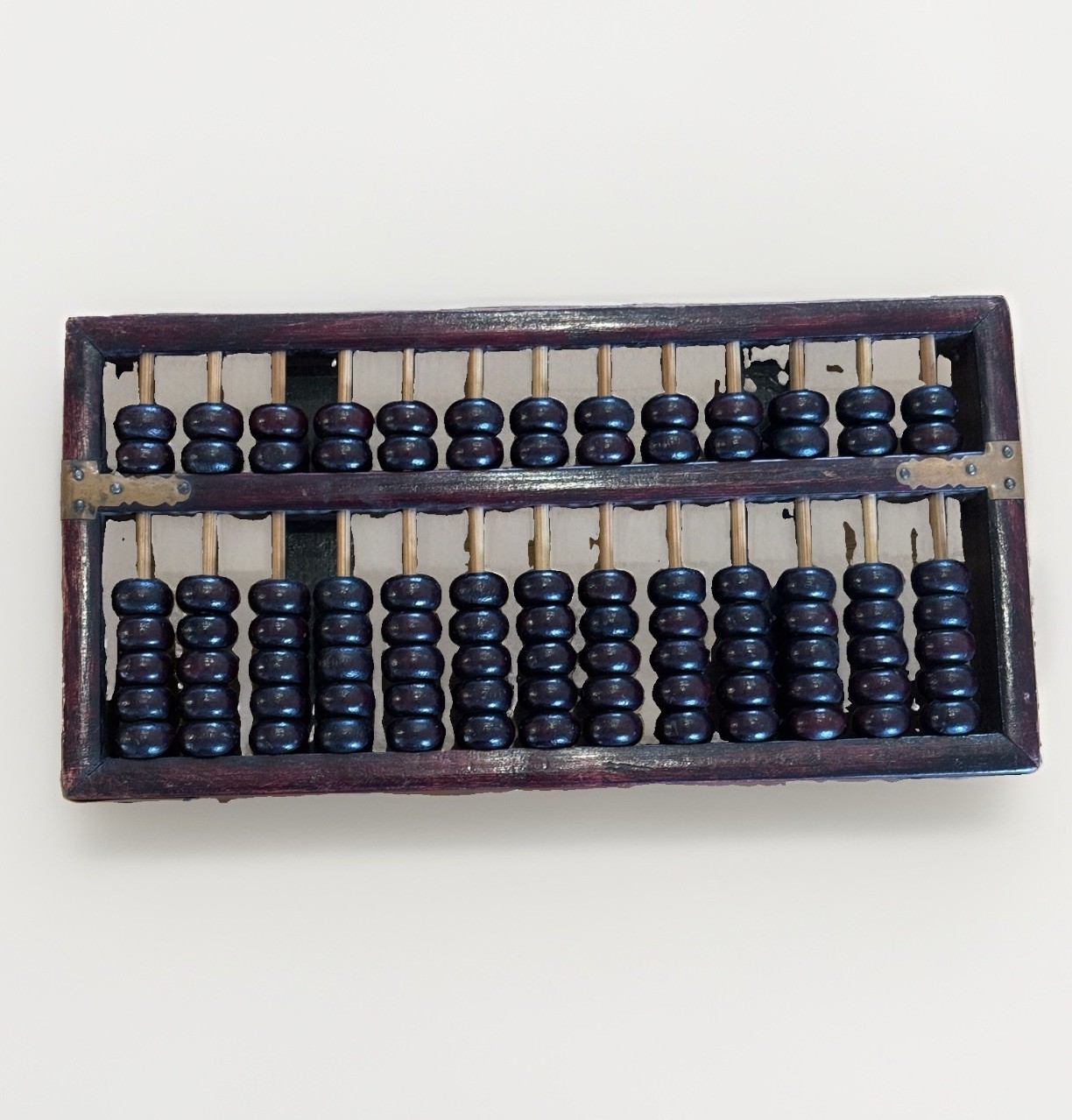 Vintage Chinese Wooden Rare Abacus Board 91 Beads 25cm X 12.5cm