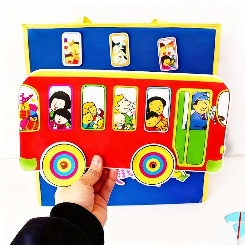Wheels on the Bus Felt Story Set, 14 Pcs Flannel Board Storytelling Kit for Kids