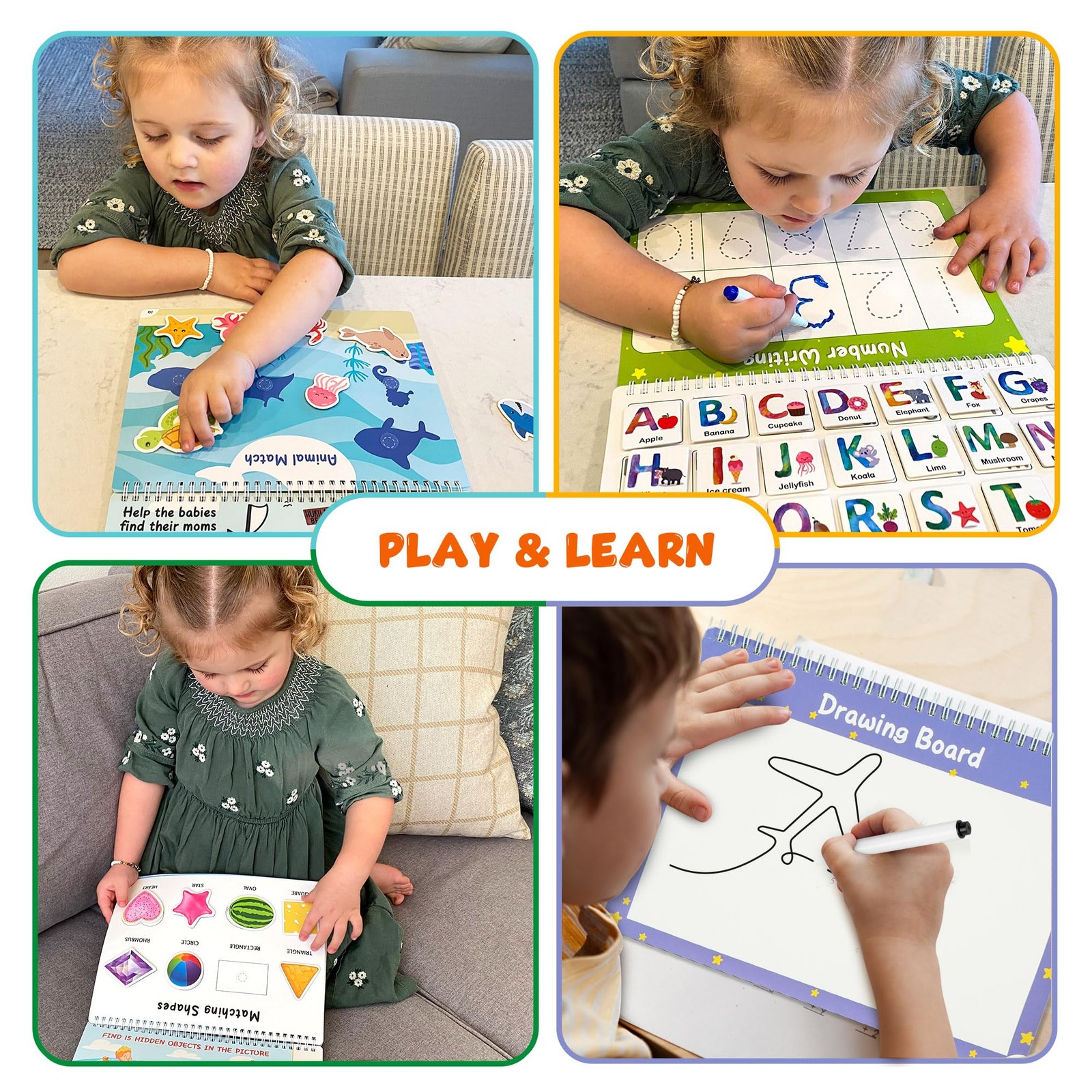 Busy Book for Toddlers, 30 Pages, Pre-Assembled, Preschool Learning Activitie…