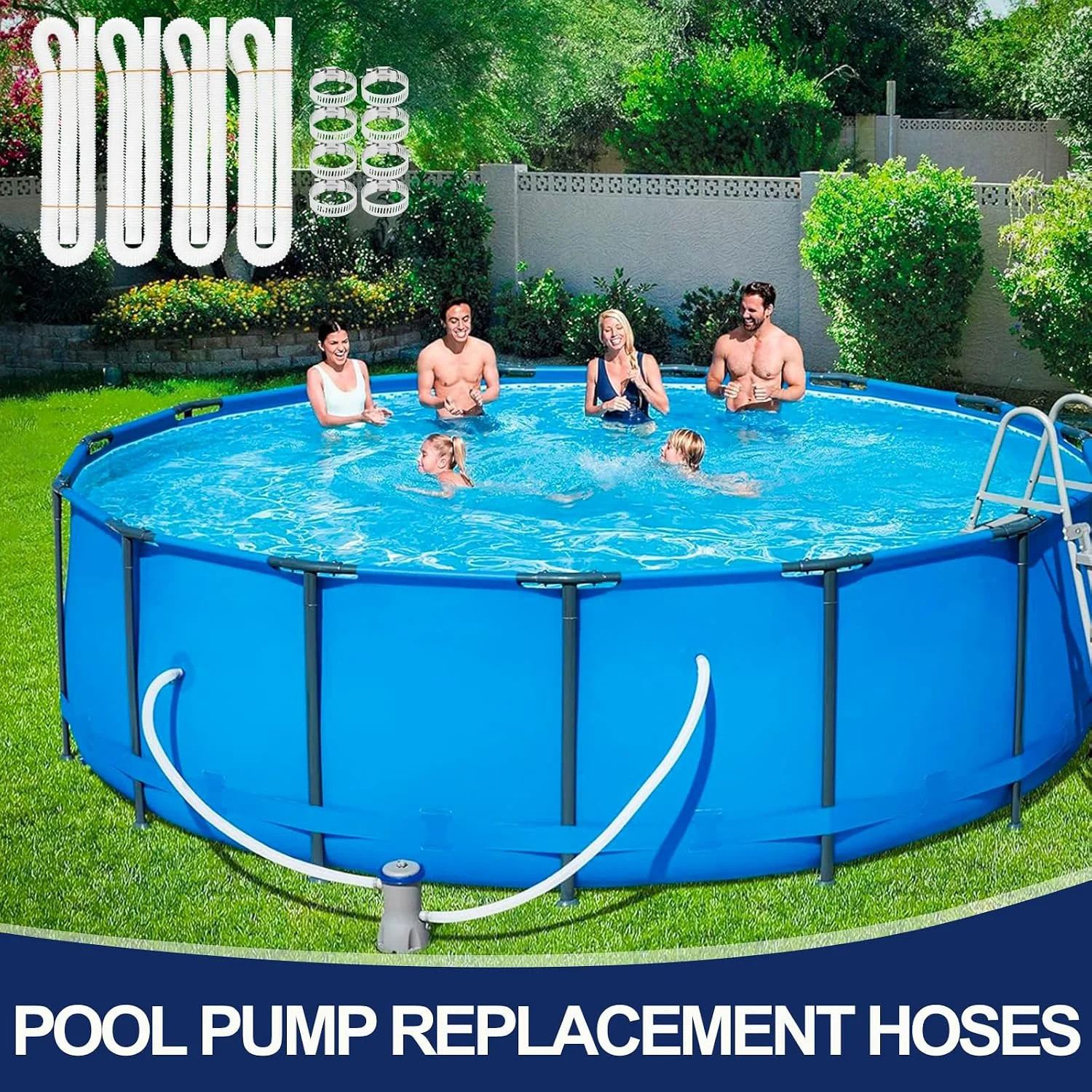 Pool Hoses for Above Ground Pools, 4 Pack 1.25 x 59 Inch Pool Filter Pump Hoses,
