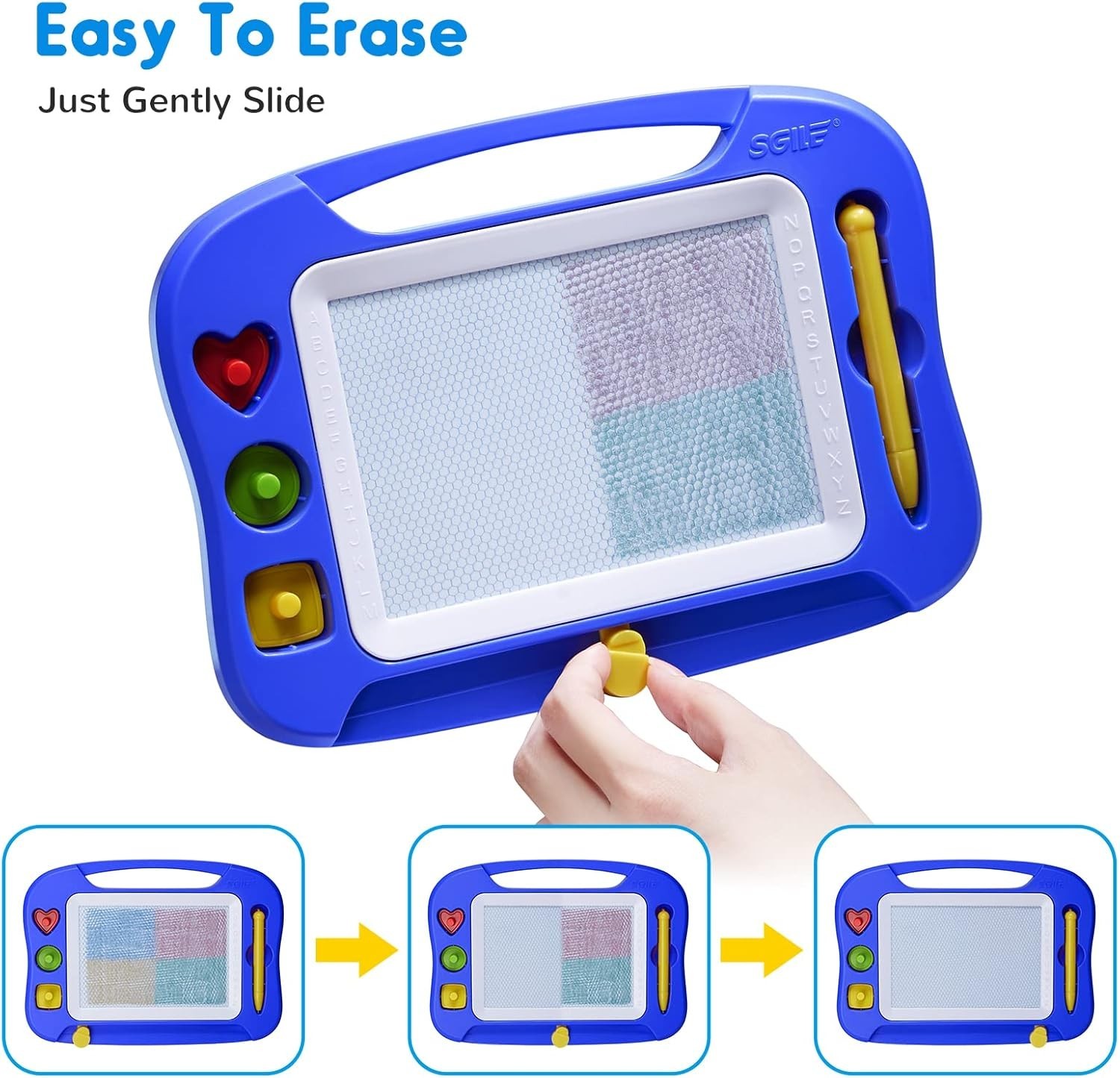 Large 10x7in Magnetic Doodle Pad with 3 Stamps – Creative Learning Toy for Kids