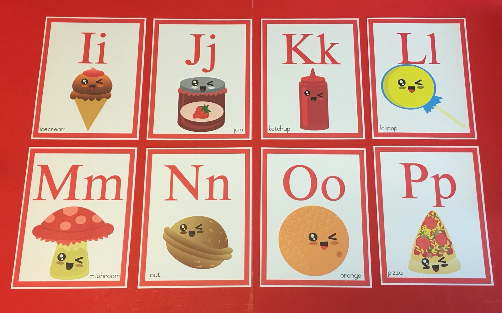 26 Letters – The Alphabets of Foods Cute Classroom Decor Posters 8.5 x11