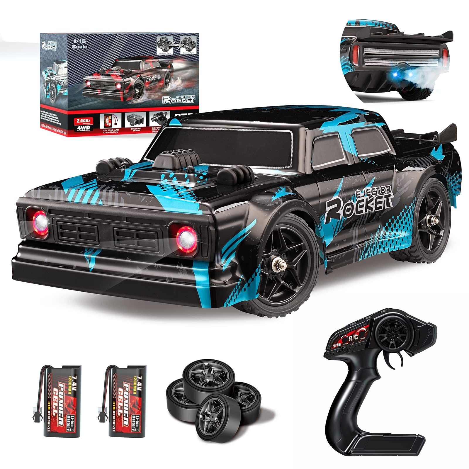 1/16 RC Drift Car, 35KM/H 4WD High Speed Remote Control Car with 380 Motor, T…