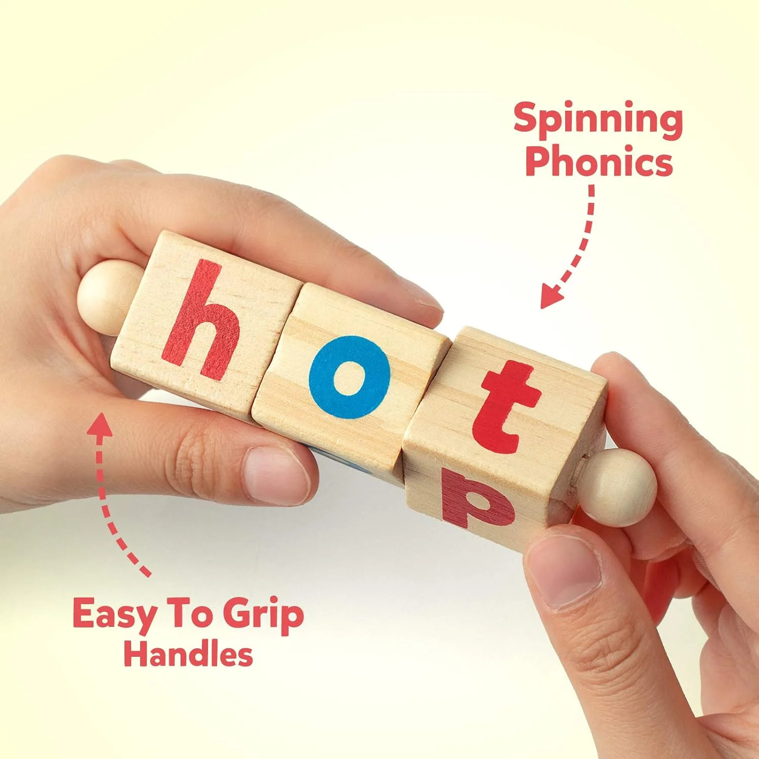 Coogam Wooden Reading Blocks Short Vowel Rods Spelling Games, Flash Cards Turnin