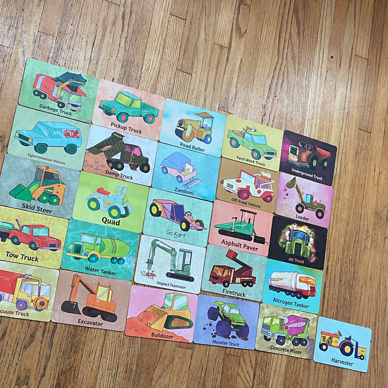 Educational Picture Word Cards Set – Construction Vehicles, Multicolor