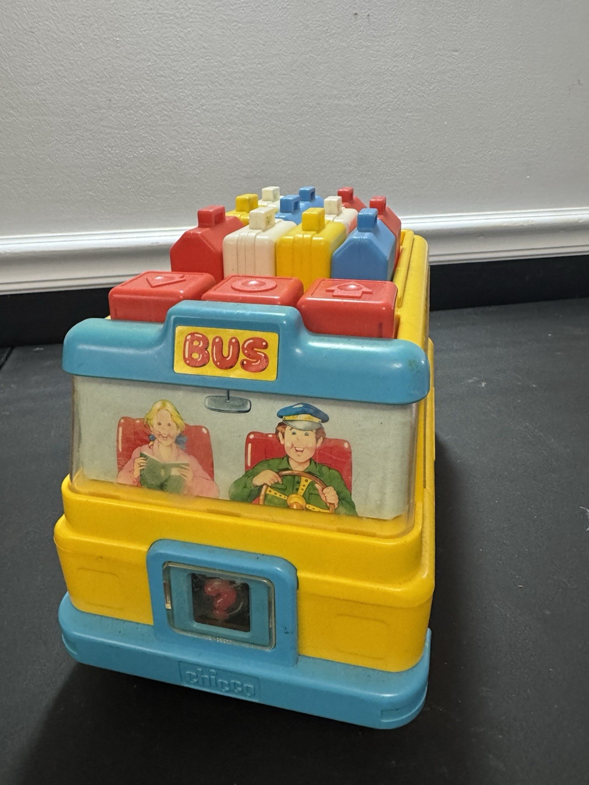RARE Vintage CHICCO Italy 63023 COUNTING Numbers SCHOOL BUS Incomplete