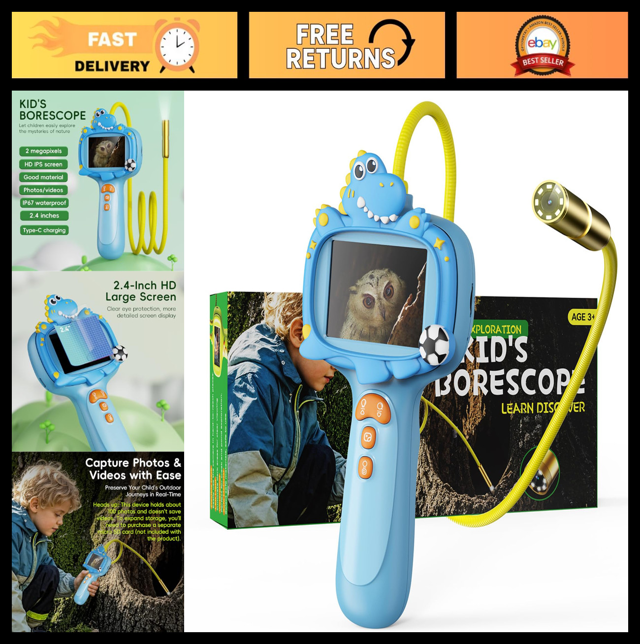 STEM Borescope Camera Toy with Light for Kids – Educational Science Gift for Age