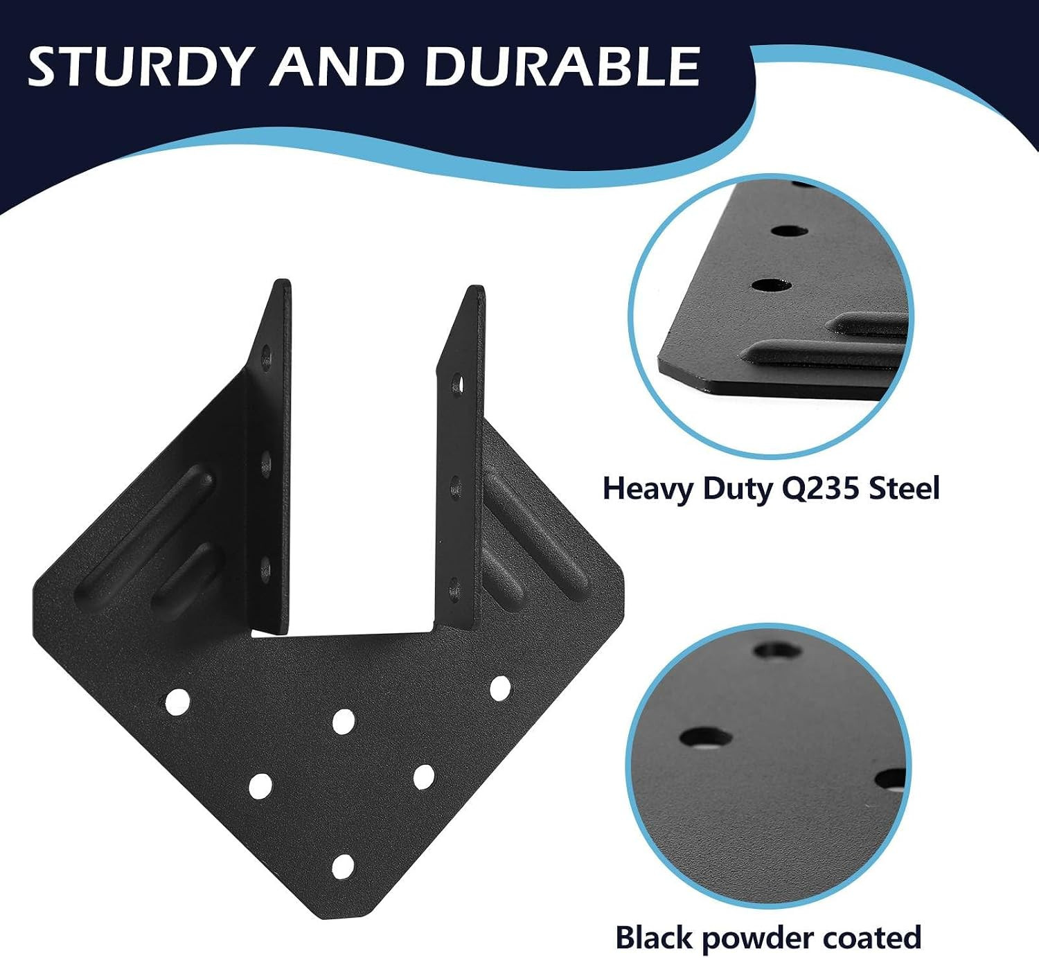 24 Pcs Hurricane Tie,14-Gauge(2Mm) Heavy Duty Joist Hangers,Black Powder Coating