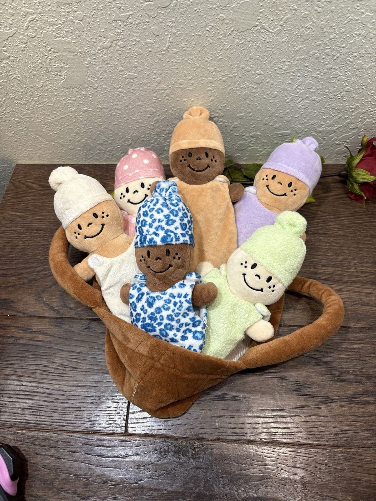 Cre8tive Minds Culturally Diverse Soft Plush 9″ Dolls Brown Plush Basket Carrier
