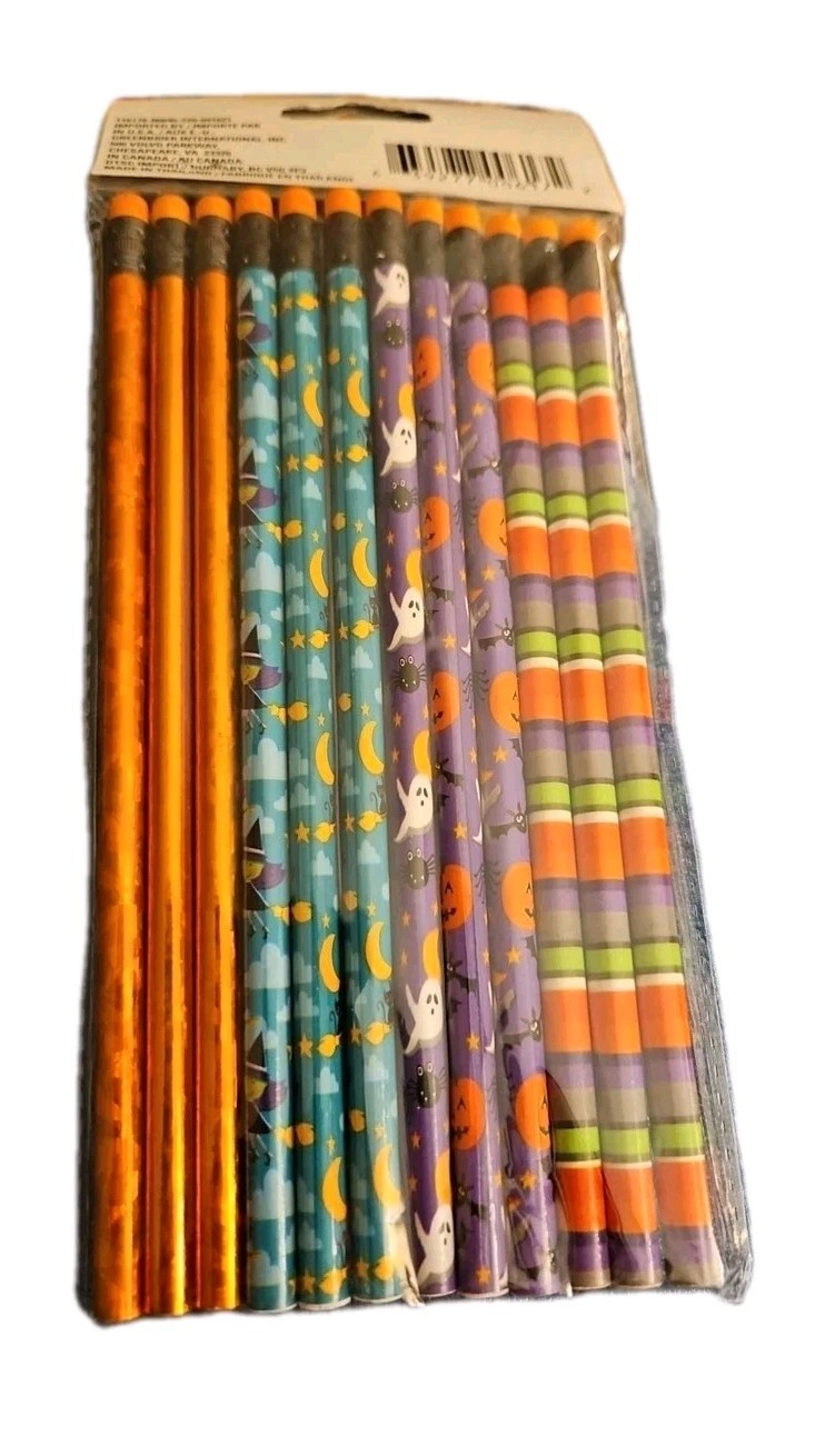 New Halloween Themed Pencils 12 Pack #2 with erasers Ships Free