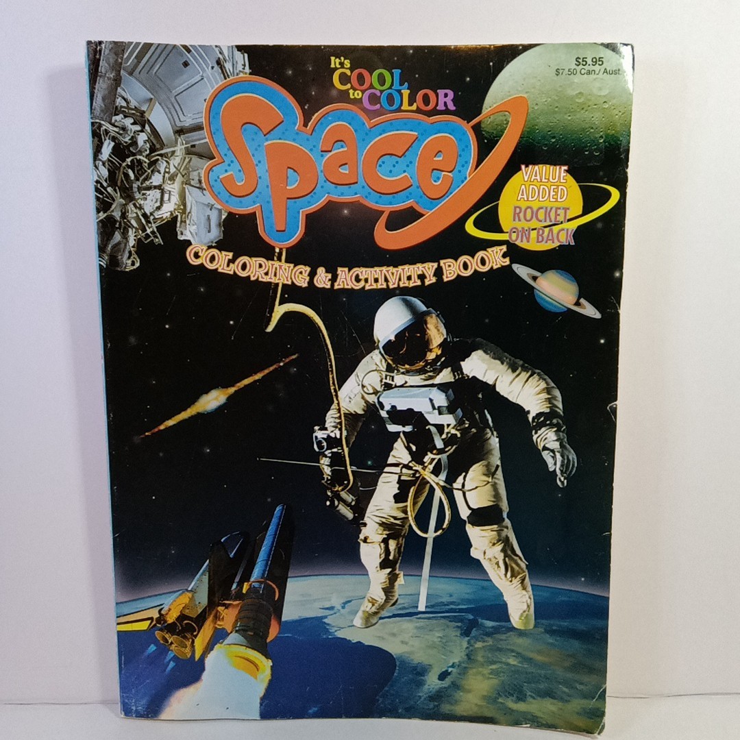 Unused Vintage Playmore Outer Space NASA Coloring and Activity Book 110 pages