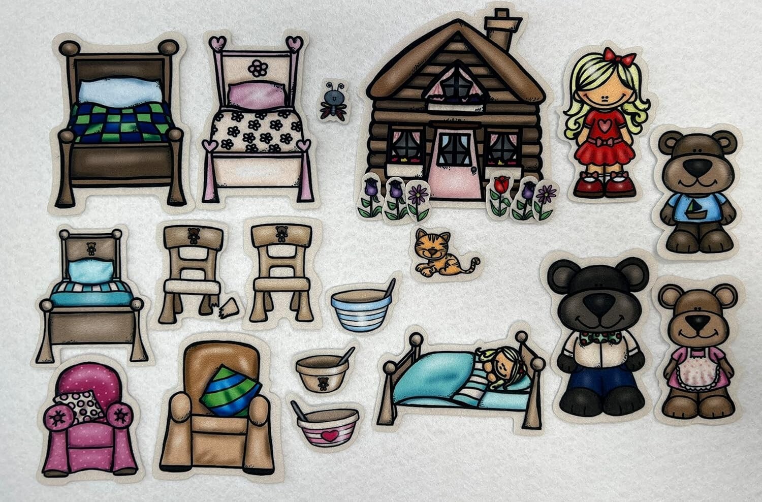 Small Goldilocks & The Three Bears Felt Figures For Flannel Board Stories