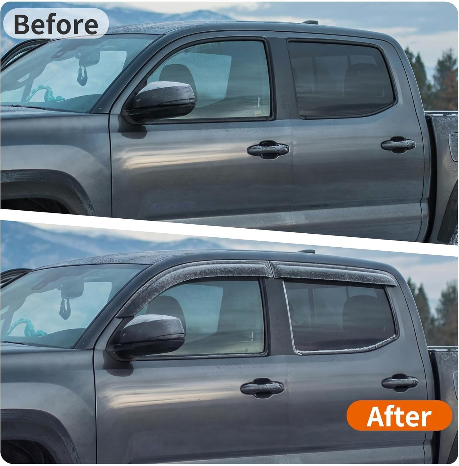 Window Rain Guards Compatible with Toyota Tacoma 2016-2023 Double Cab, 4PCS O…