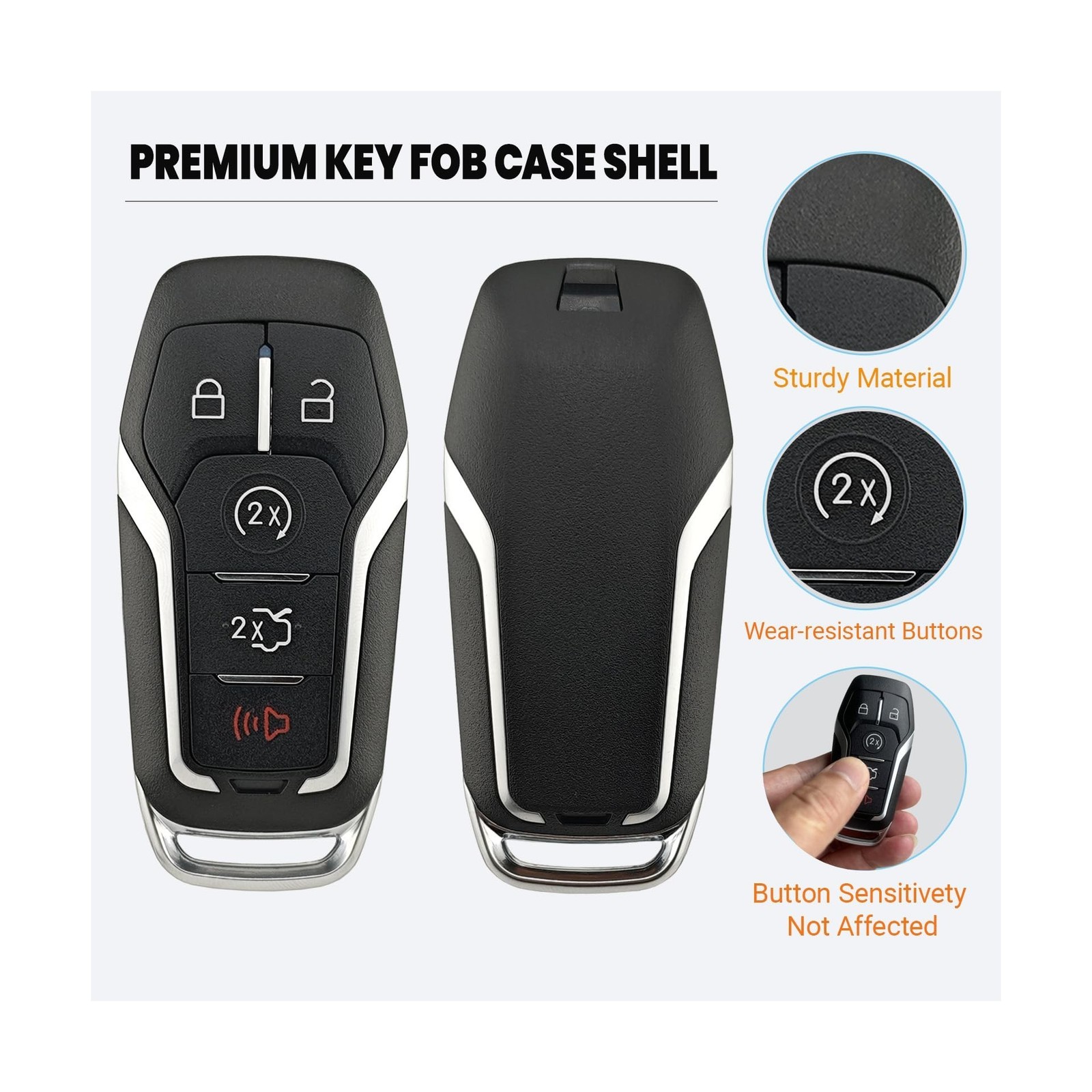 Key Fob Case Shell Fit for Ford Explorer Edge Mustange Fusion 5 Buttons Repla…