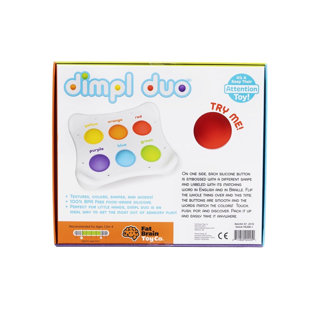 Fat Brain Toy Co Dimpl Duo 1-4y Kids/Baby Shape/Colour Pop Silicone Sensory Toy
