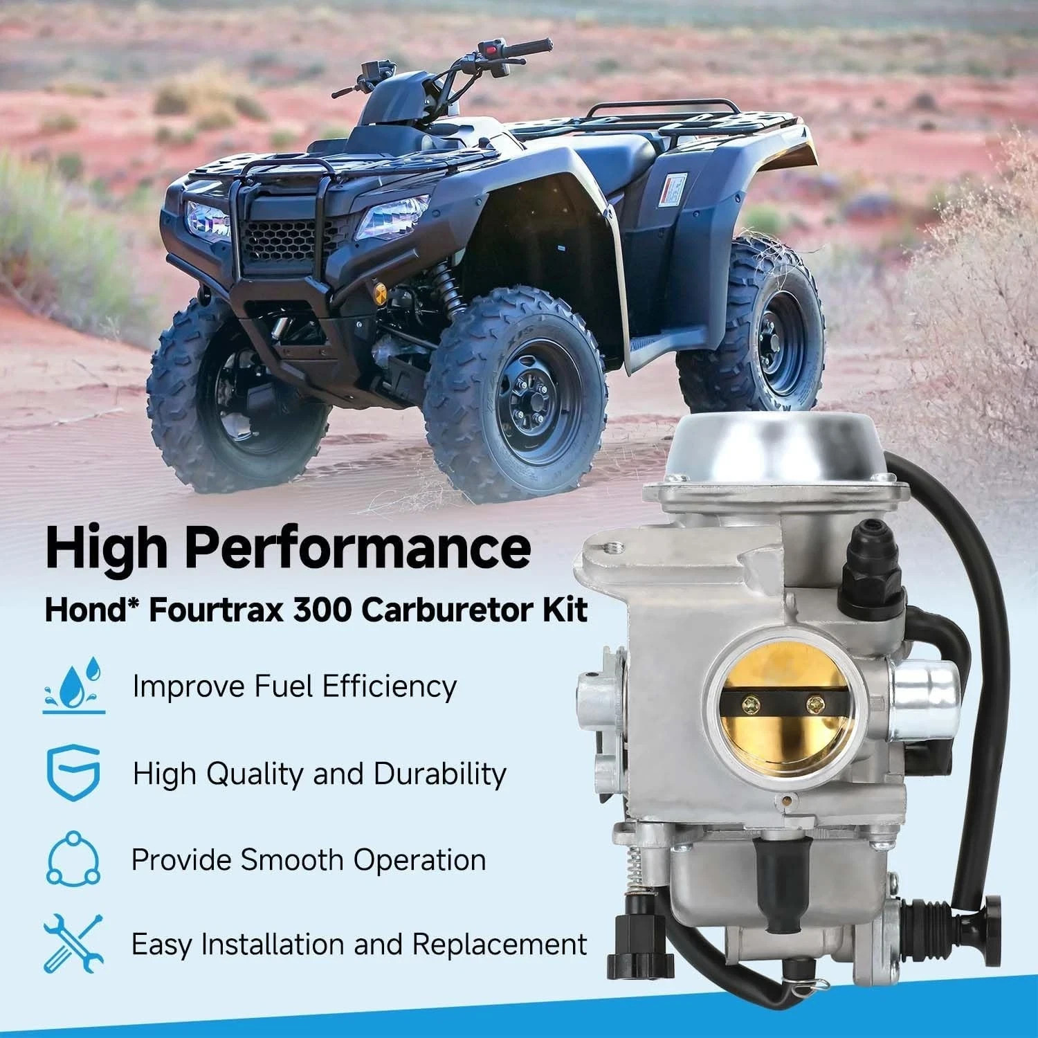 TRX350 Carburetor Kit Compatible with Rancher 350 TRX350ES TRX350FE TRX350FM 200