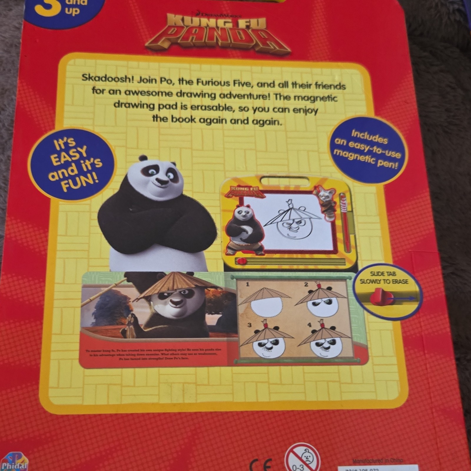 Phidal Kung Fu Panda Magnetic Drawing Pad with Erasable Pen Ages 3+