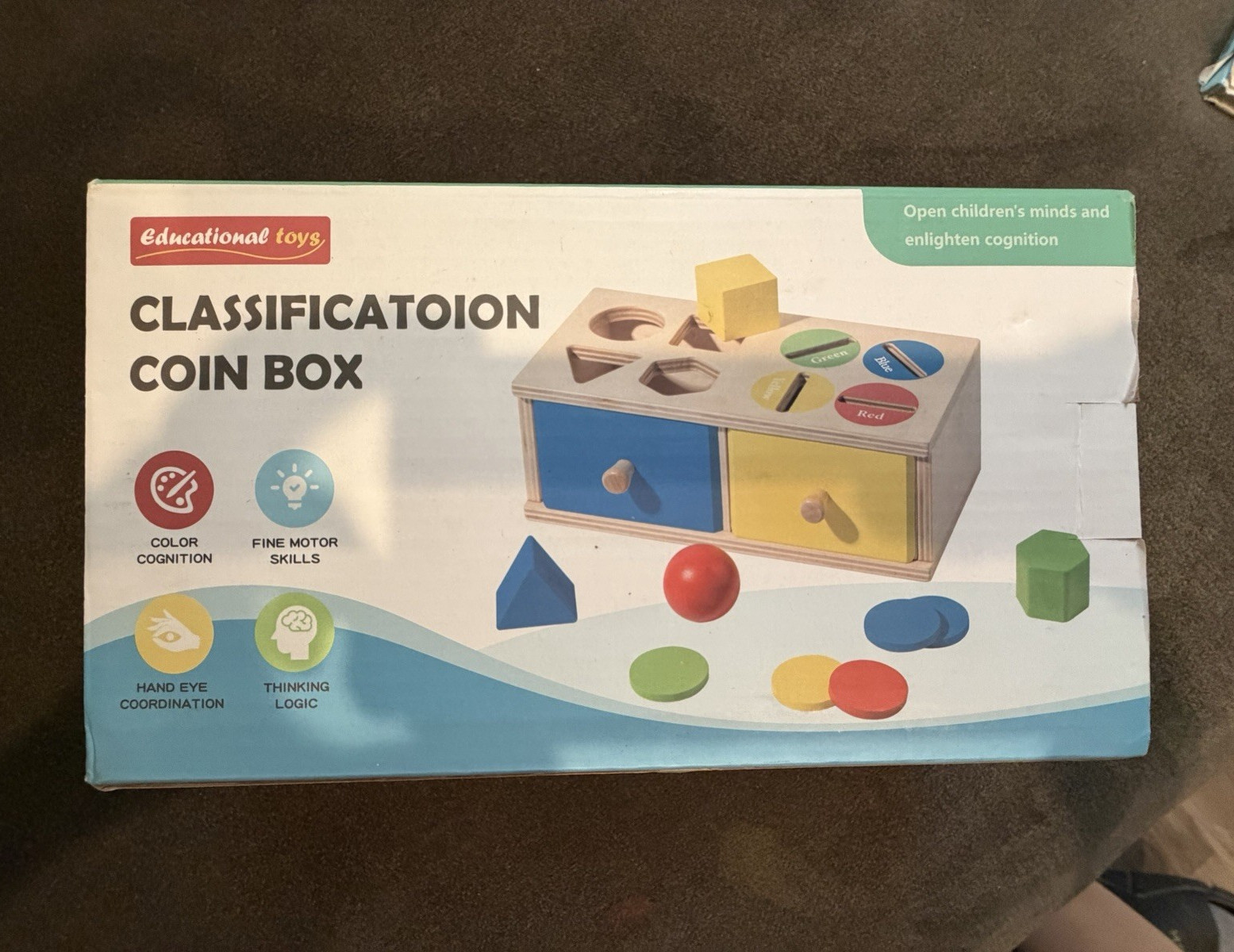 Educational Coin Box Sorting Toy for Color & Shape Cognition, Multicolor