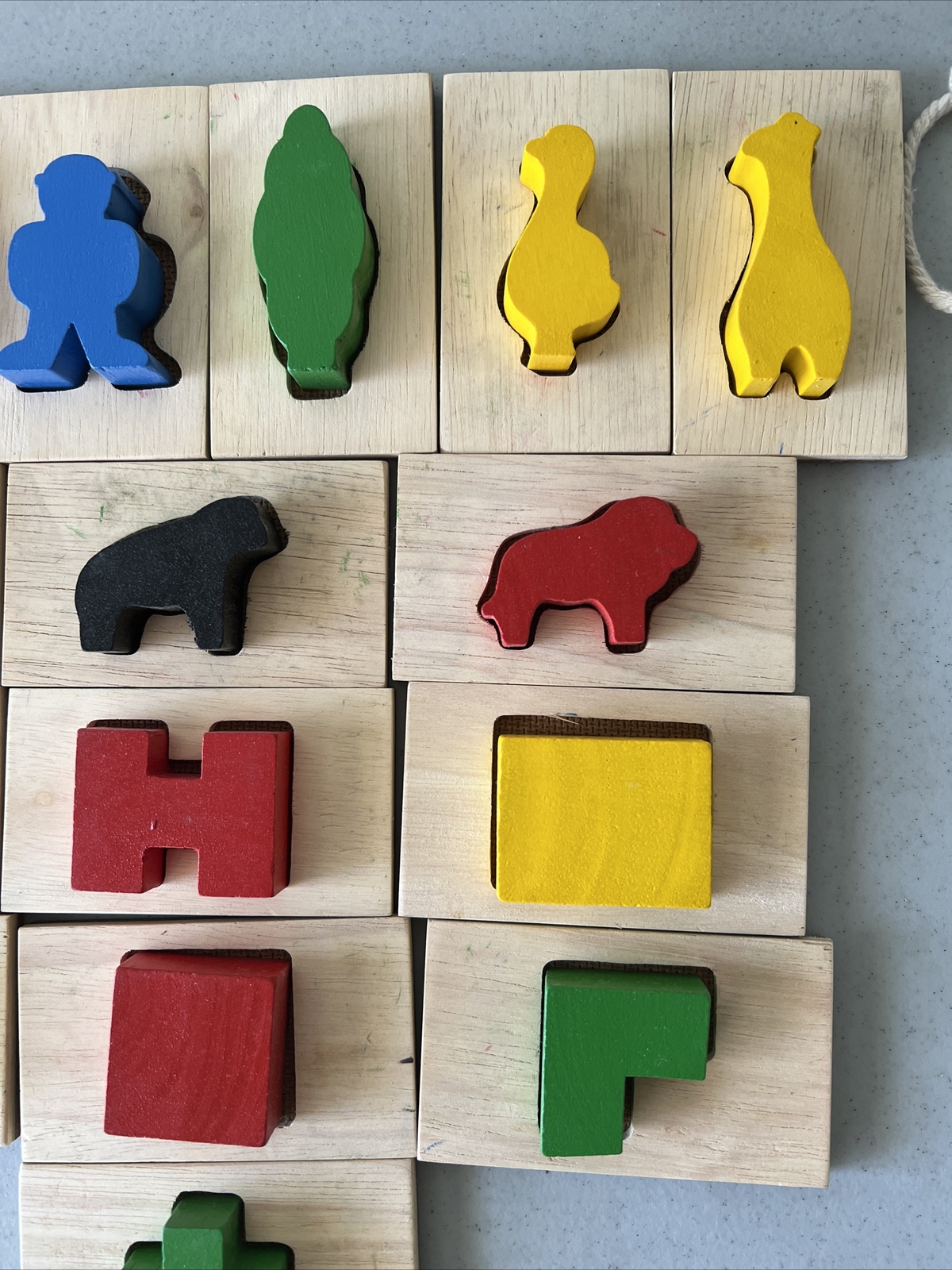 Guidecraft 3D Feel and Find Kids Game Wooden Matching Shapes w/ Bag Wood Animals