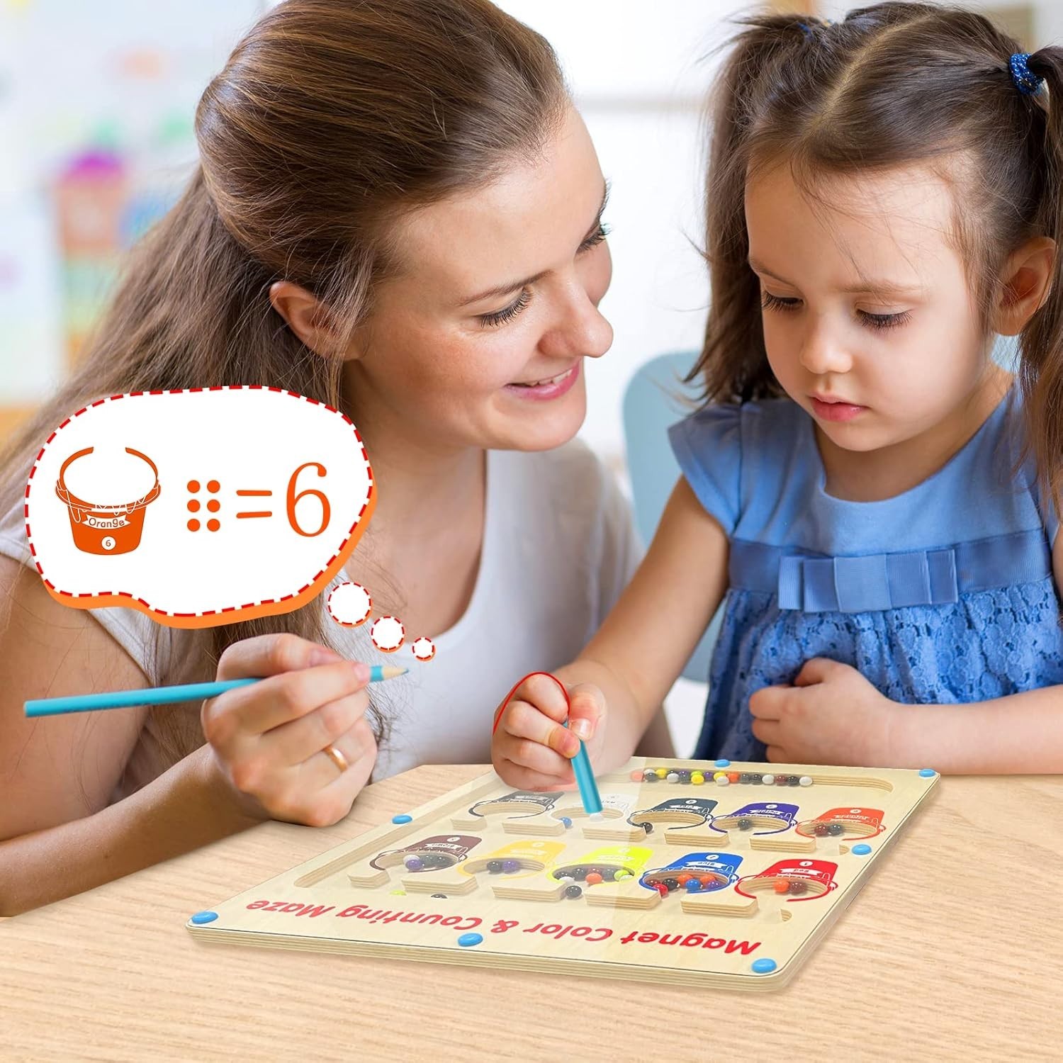 NEW Montessori Magnetic Color Number Counting Toy Wooden Puzzle Board 1+ yrs