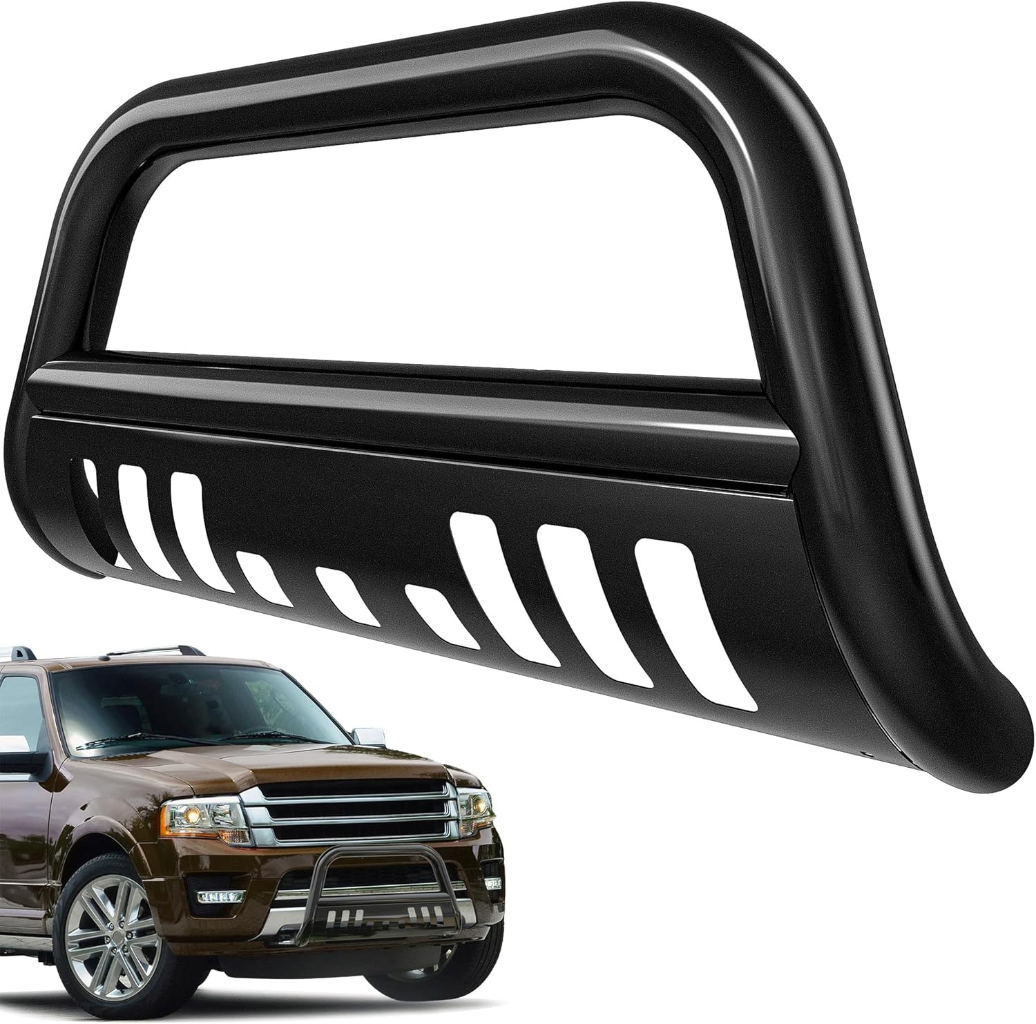 Bull Bar Compatible with 05-15 Toyota Tacoma 3″ Tube Brush Push Grille Guard Fro